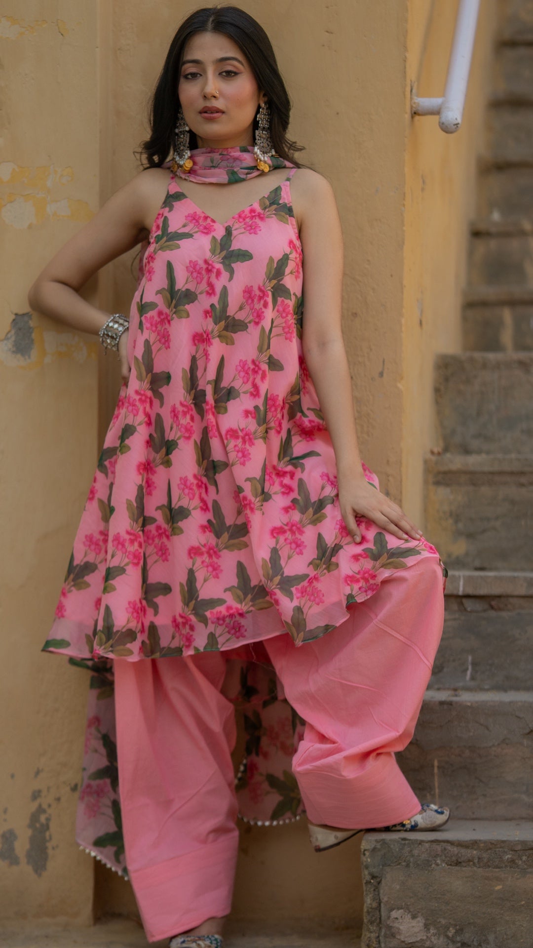 Pink Leaf Farshi Suit Set
