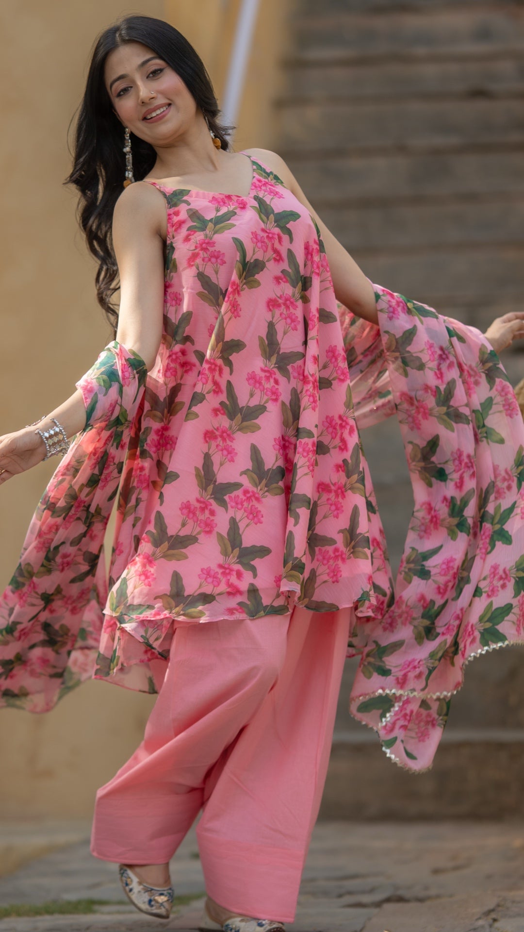 Pink Leaf Farshi Suit Set