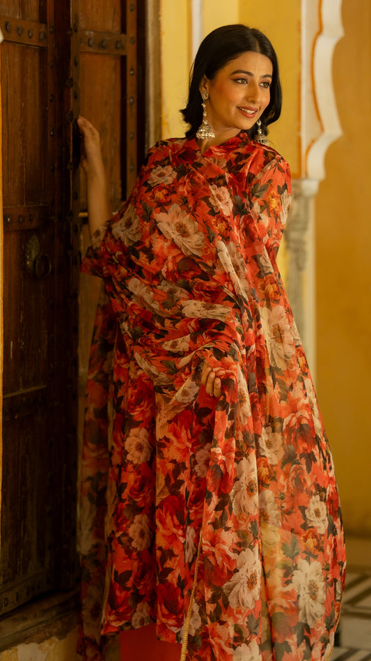 Vermillion Floral Suit Set