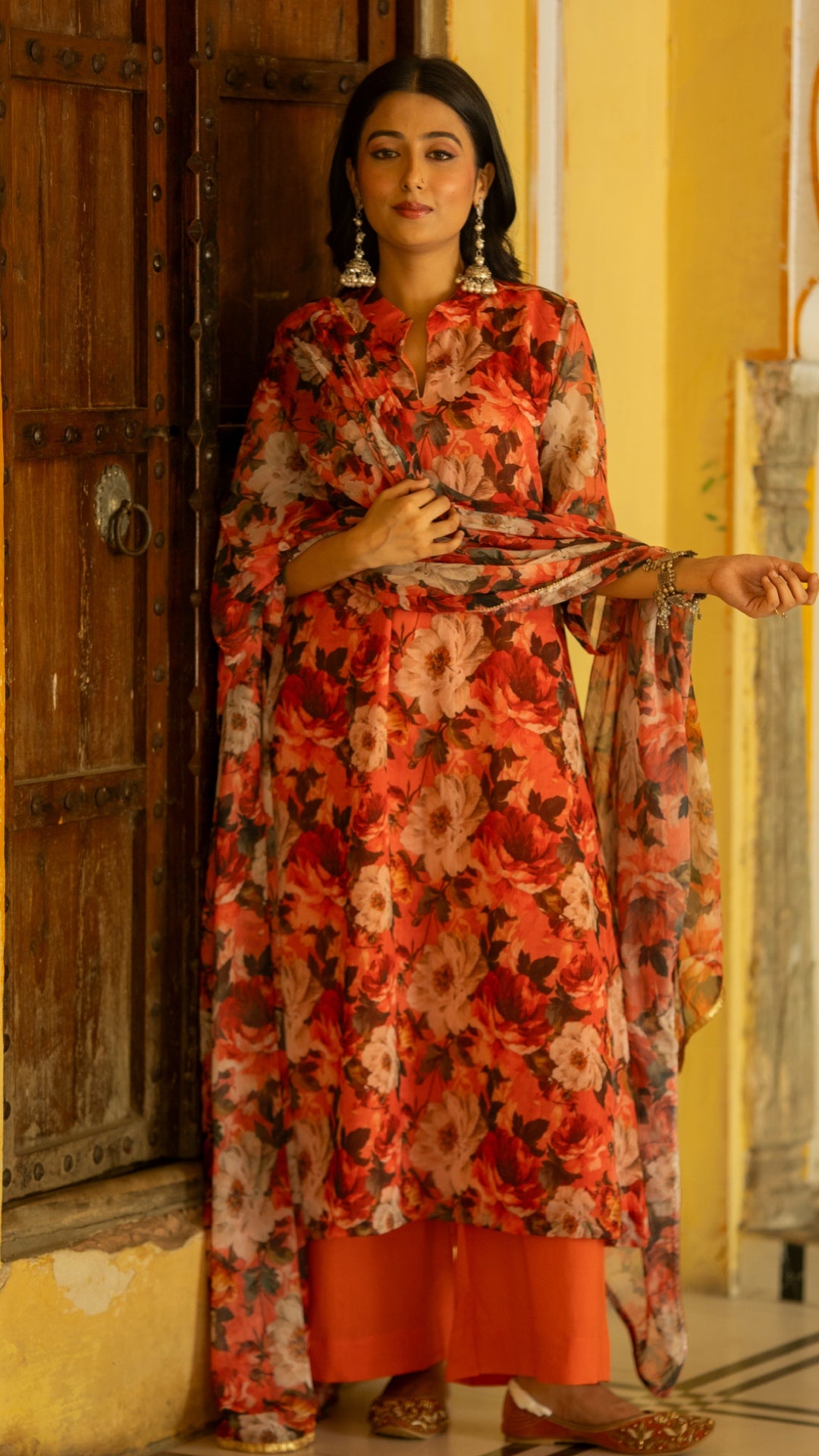 Vermillion Floral Suit Set