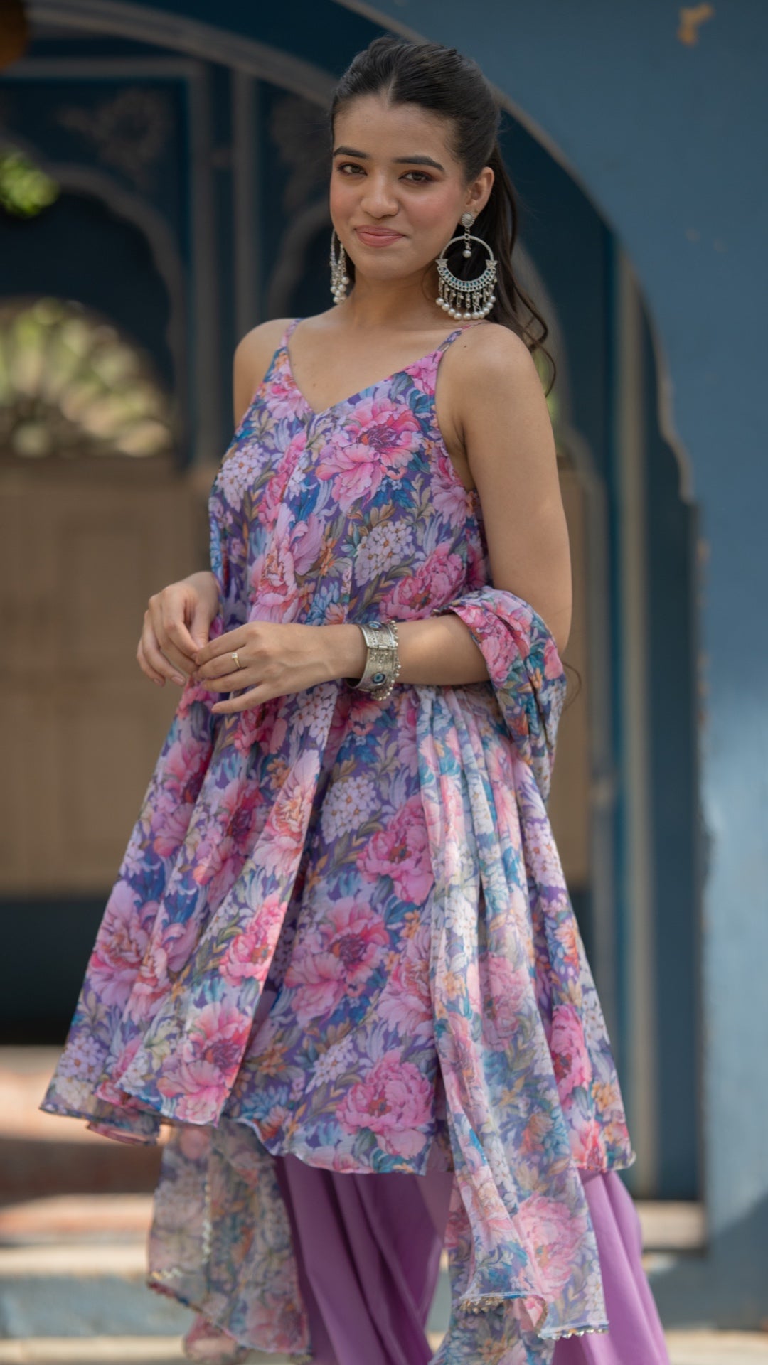 Purple Flora Farshi Suit Set