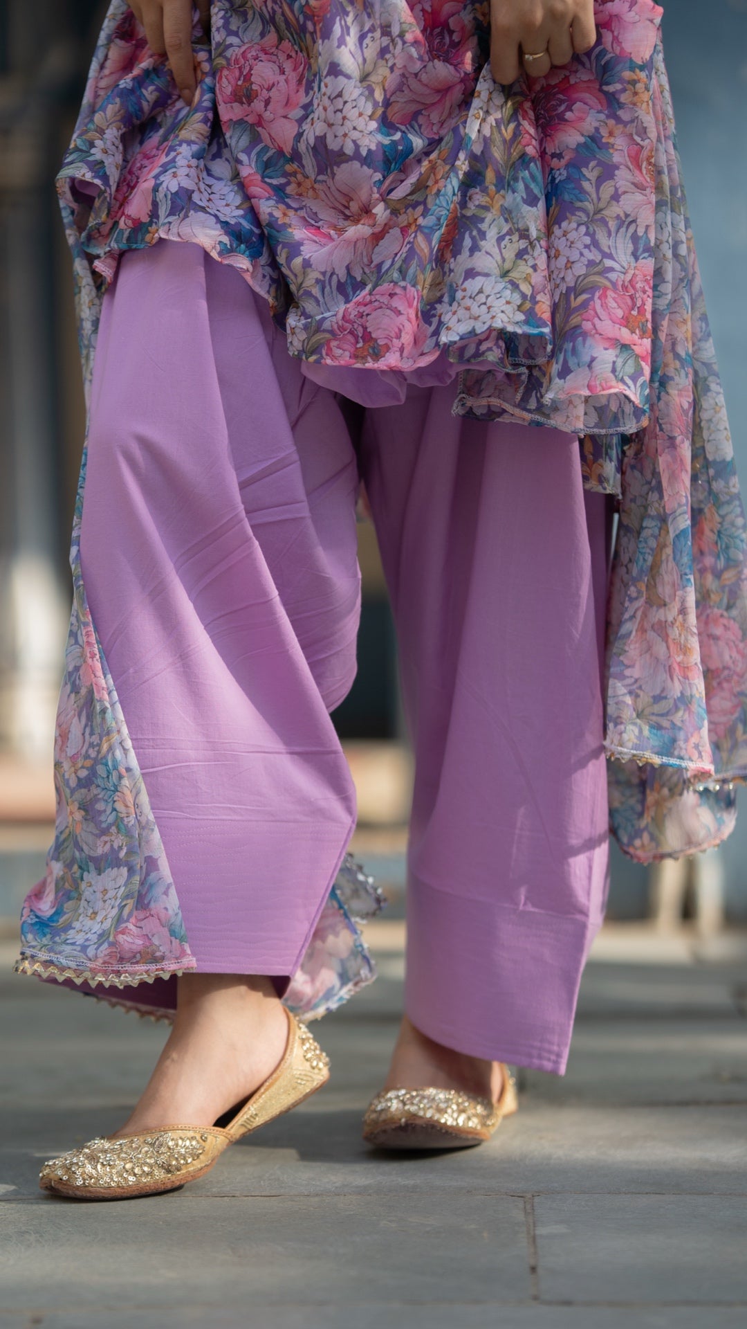Purple Flora Farshi Suit Set