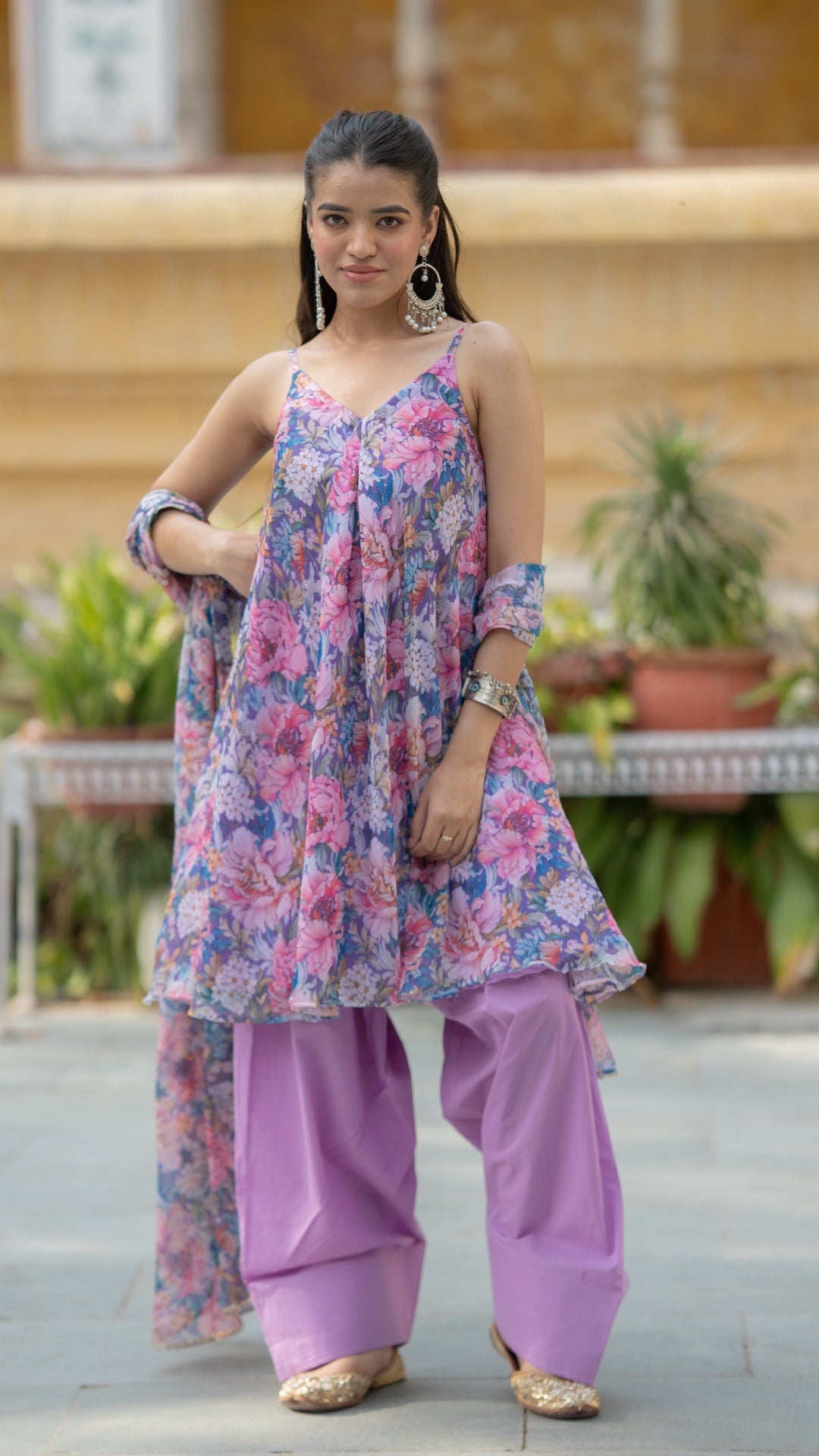Purple Flora Farshi Suit Set