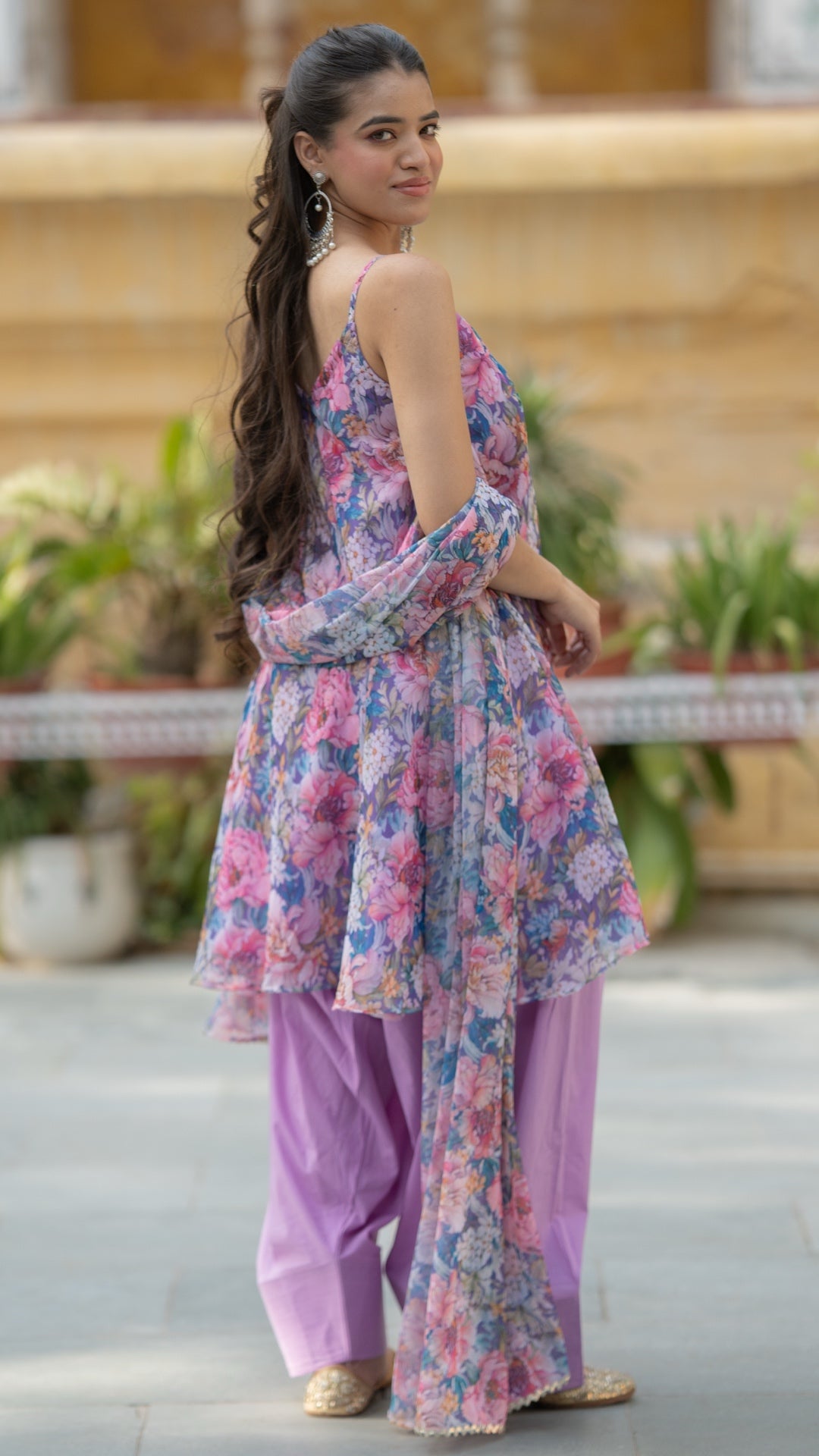 Purple Flora Farshi Suit Set