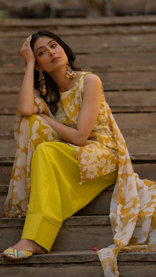 British Yellow Farshi Suit Set