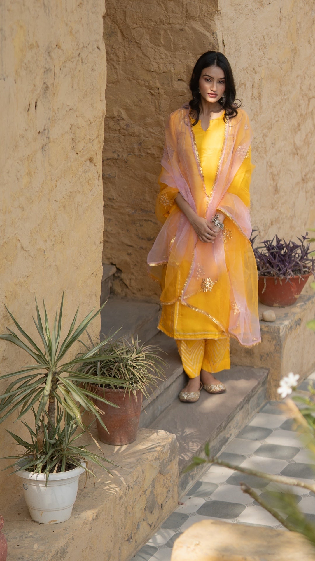 Maya Dream Yellow & Pink Suit Set