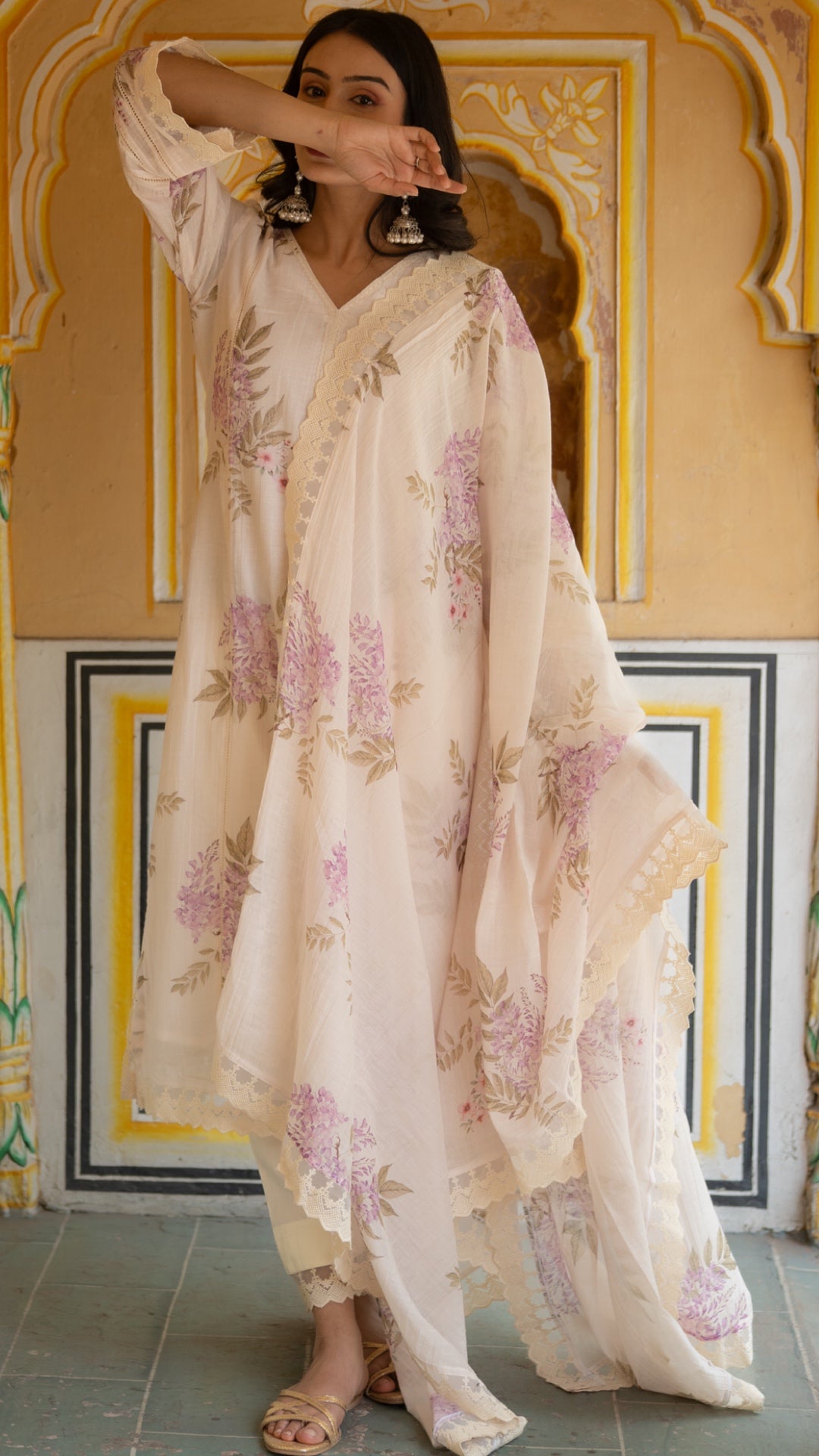 Catmint Pure Mulmul Chanderi Suit Set