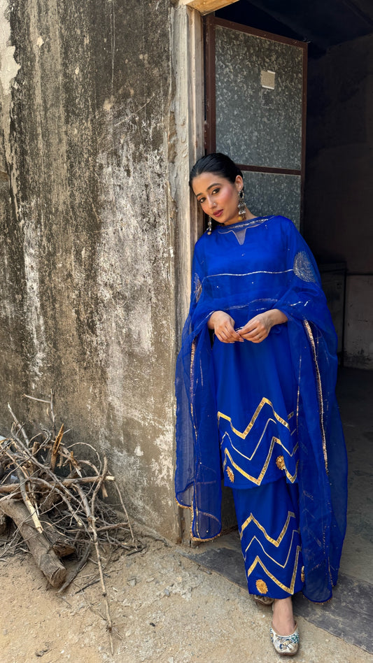 Sharvari electric blue suit set