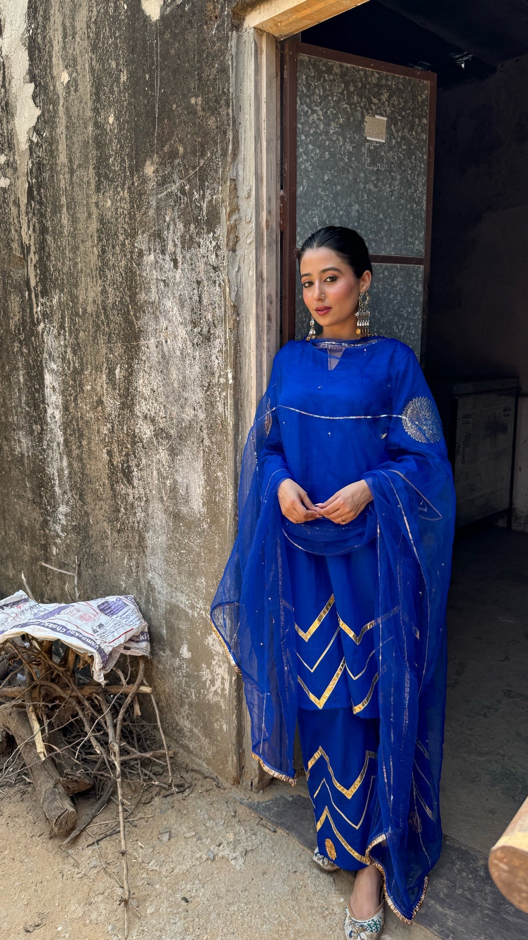 Sharvari electric blue suit set