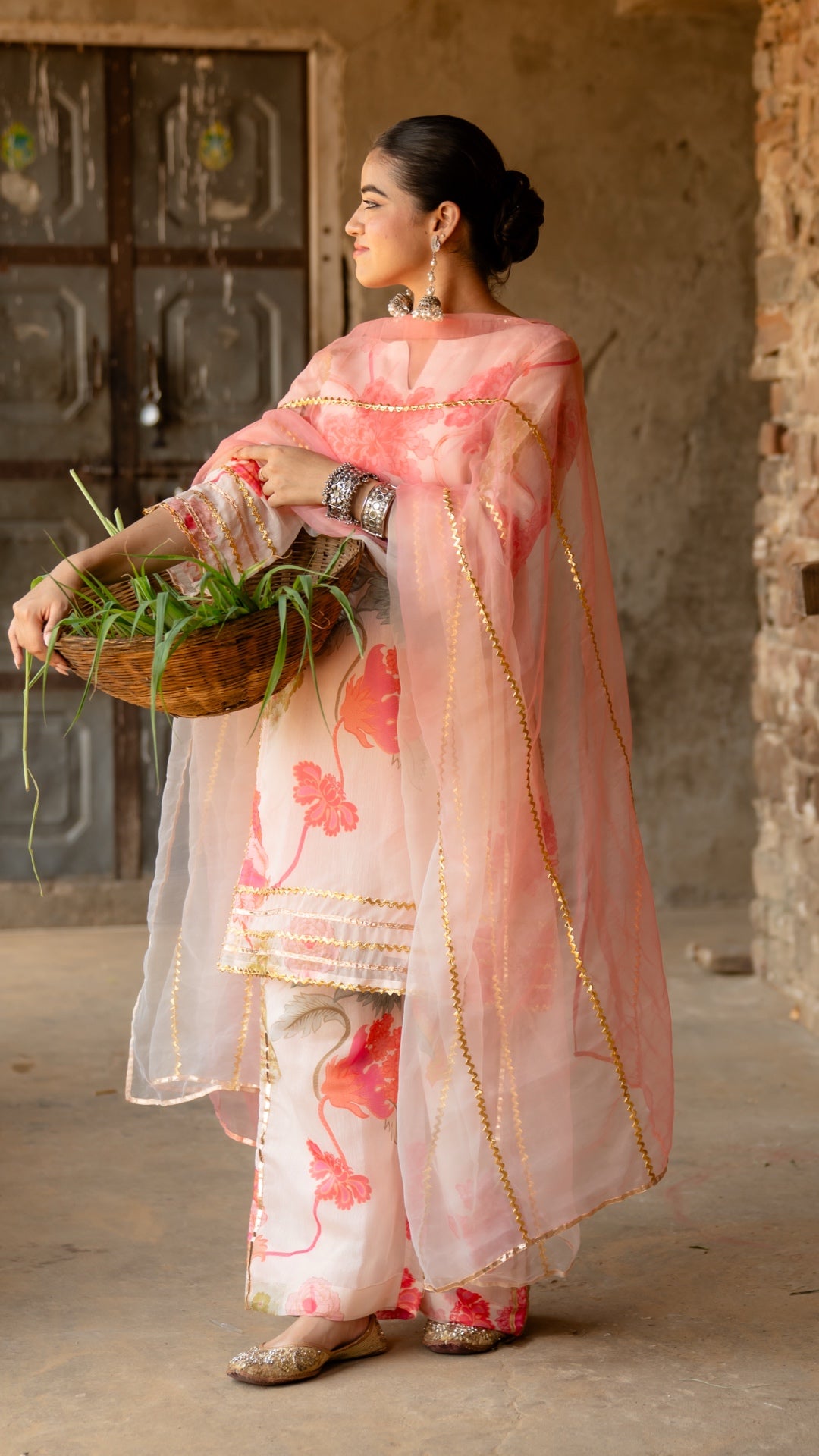 Yashoda Peach & Cream Suit Set