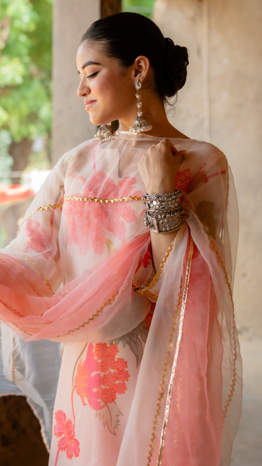 Yashoda Peach & Cream Suit Set