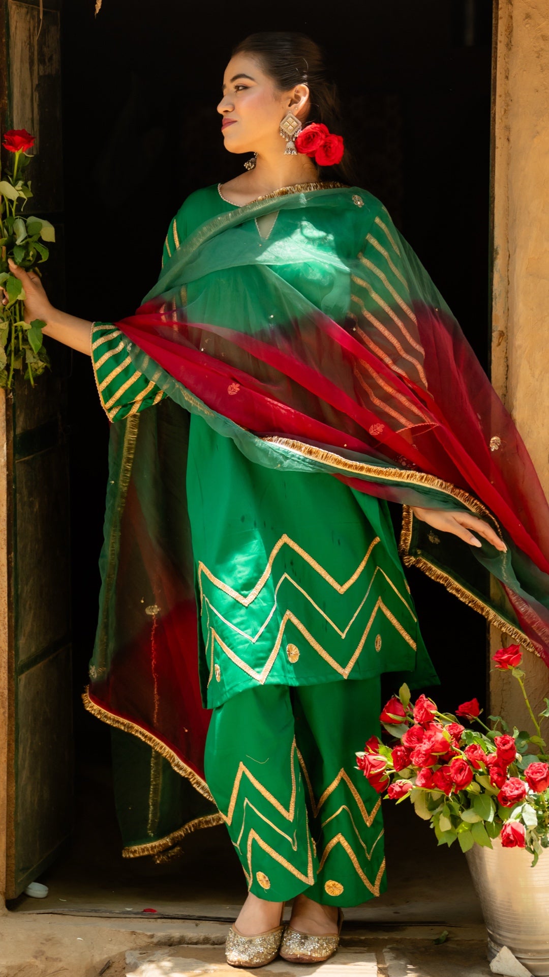 Mohini Dark Green & Pink Suit Set