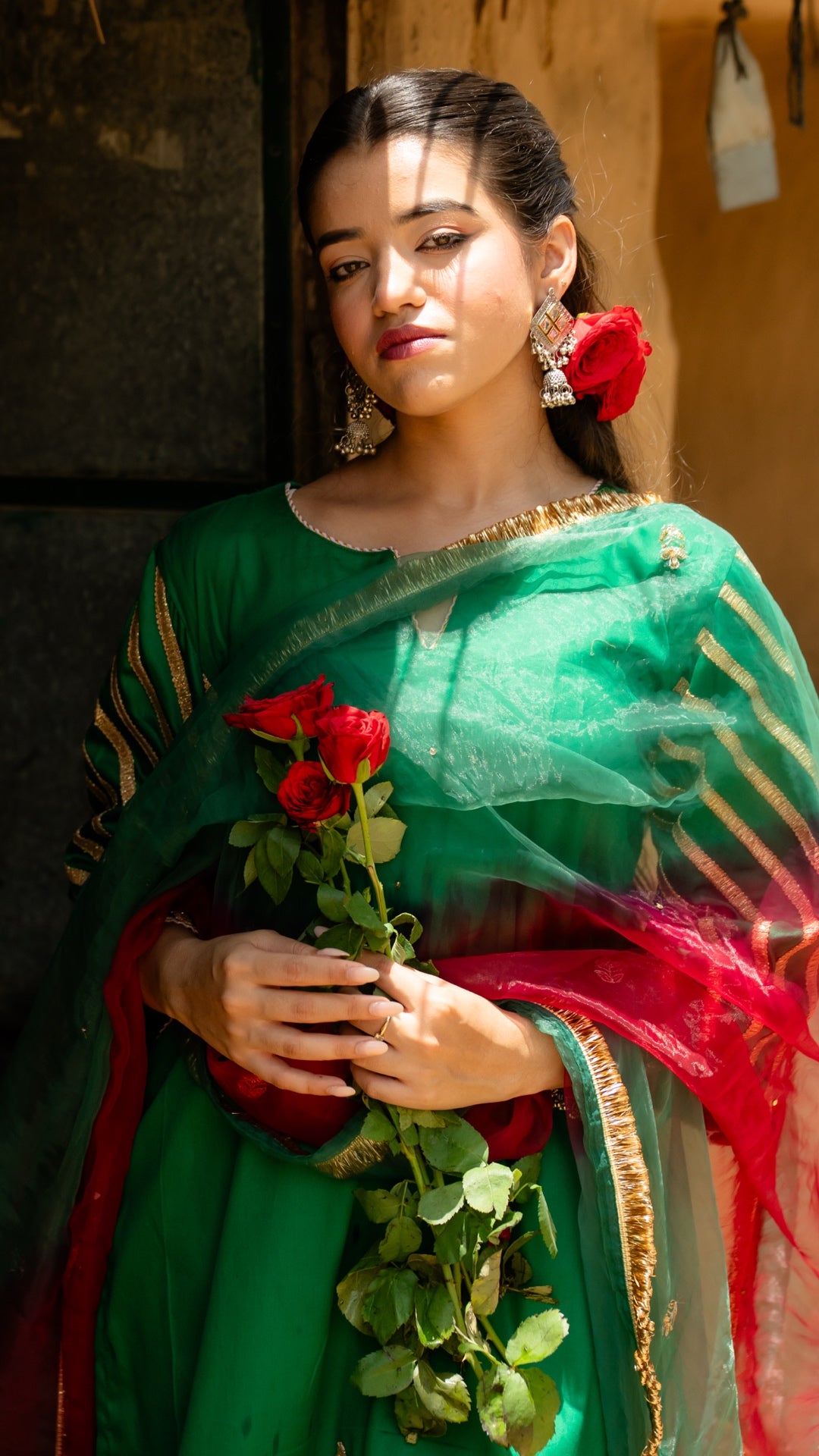 Mohini Dark Green & Pink Suit Set