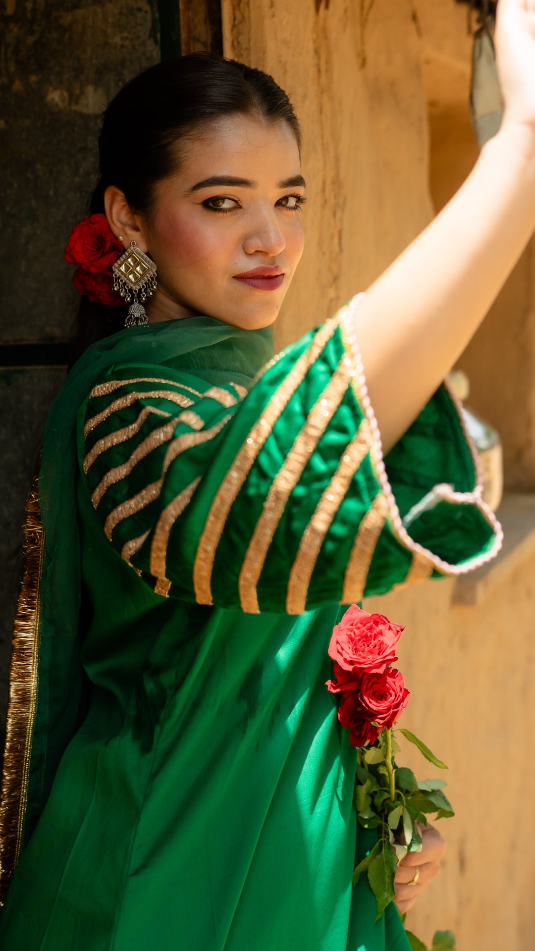 Mohini Dark Green & Pink Suit Set