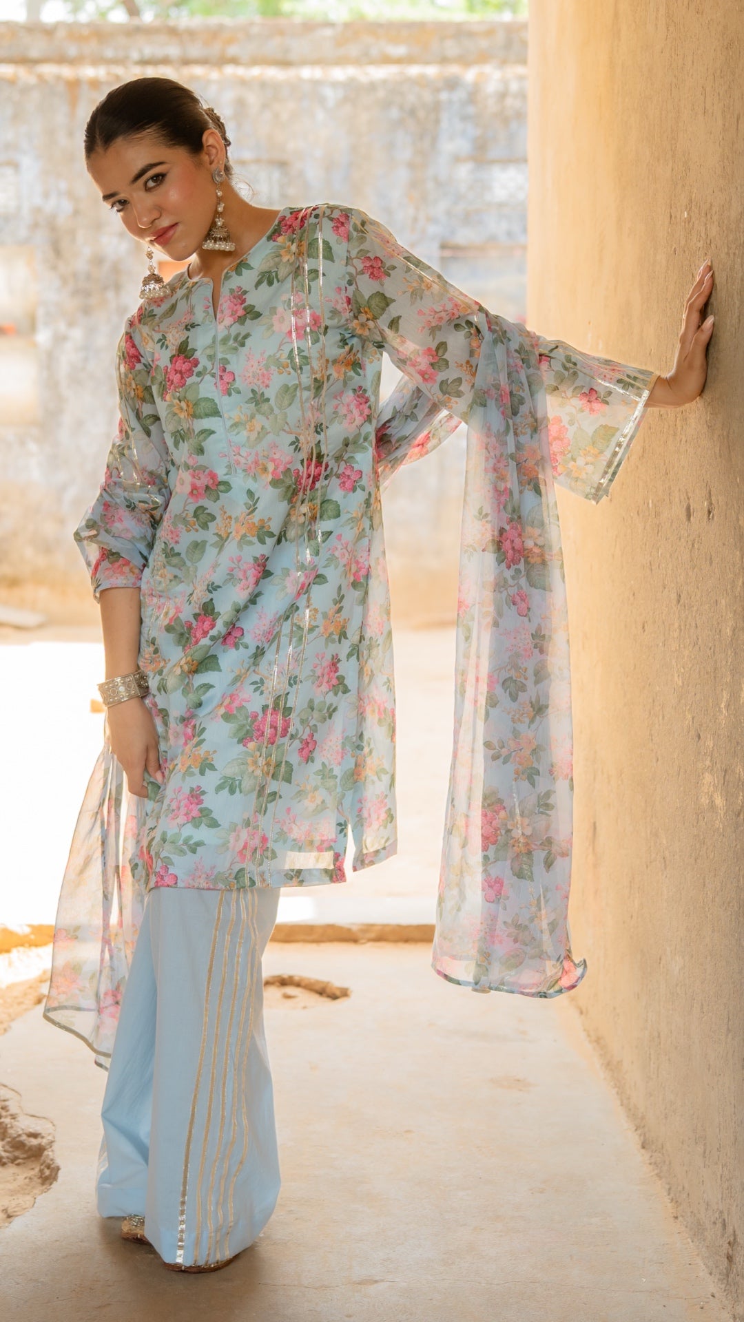 Ice Flora Chiffon Suit Set