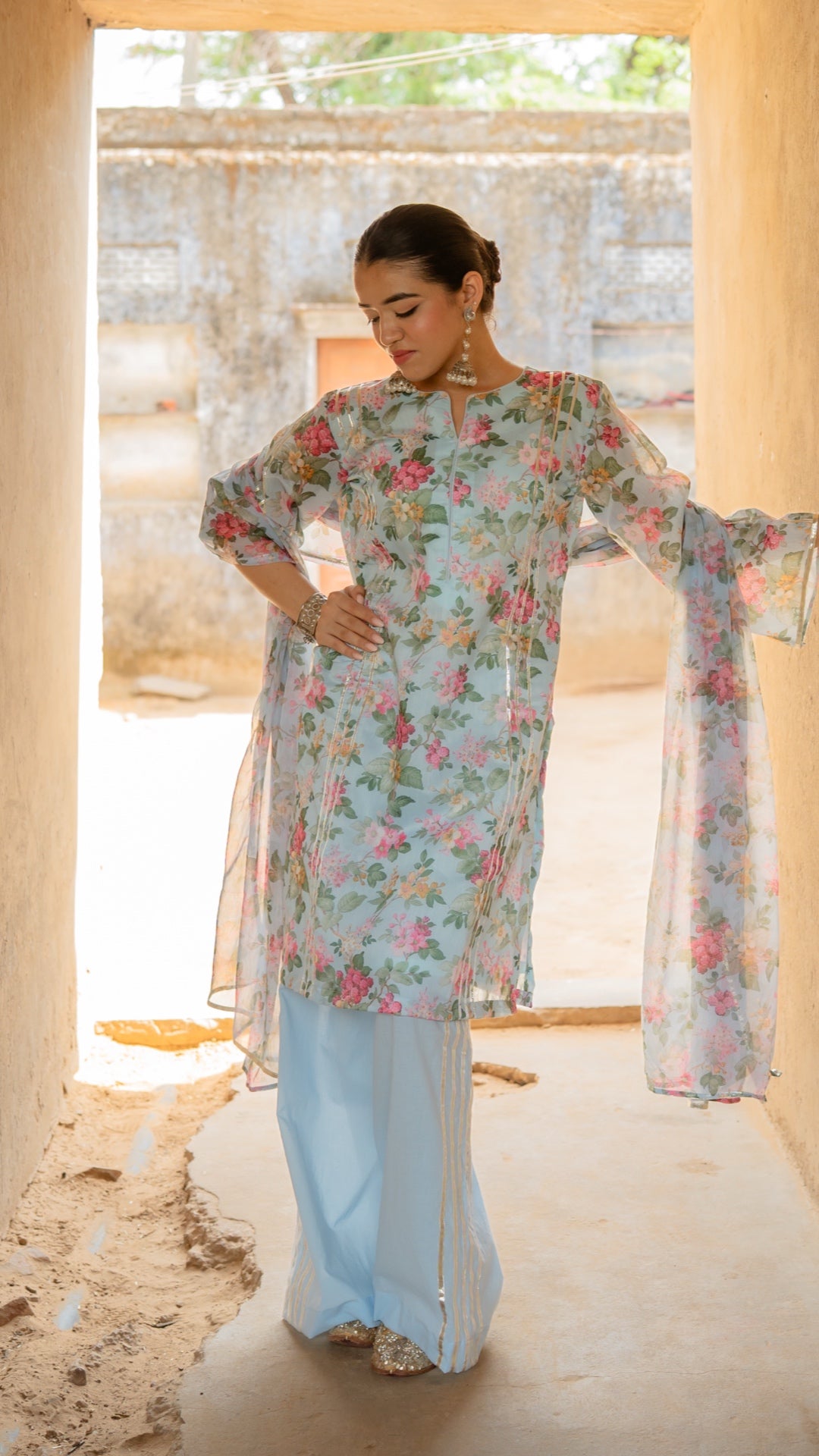 Ice Flora Chiffon Suit Set