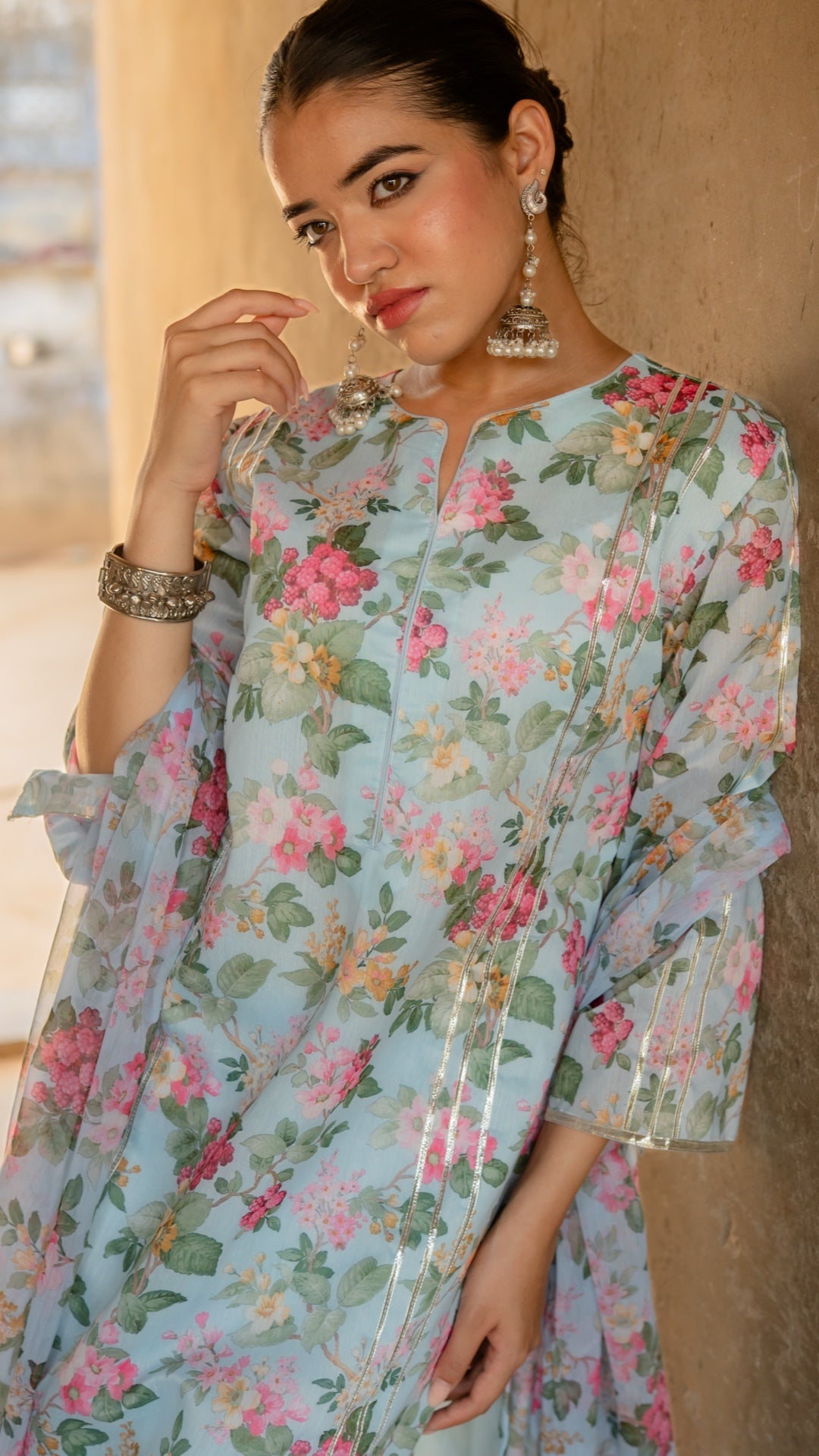 Ice Flora Chiffon Suit Set