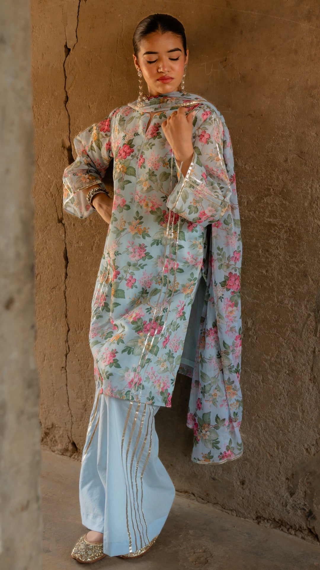 Ice Flora Chiffon Suit Set