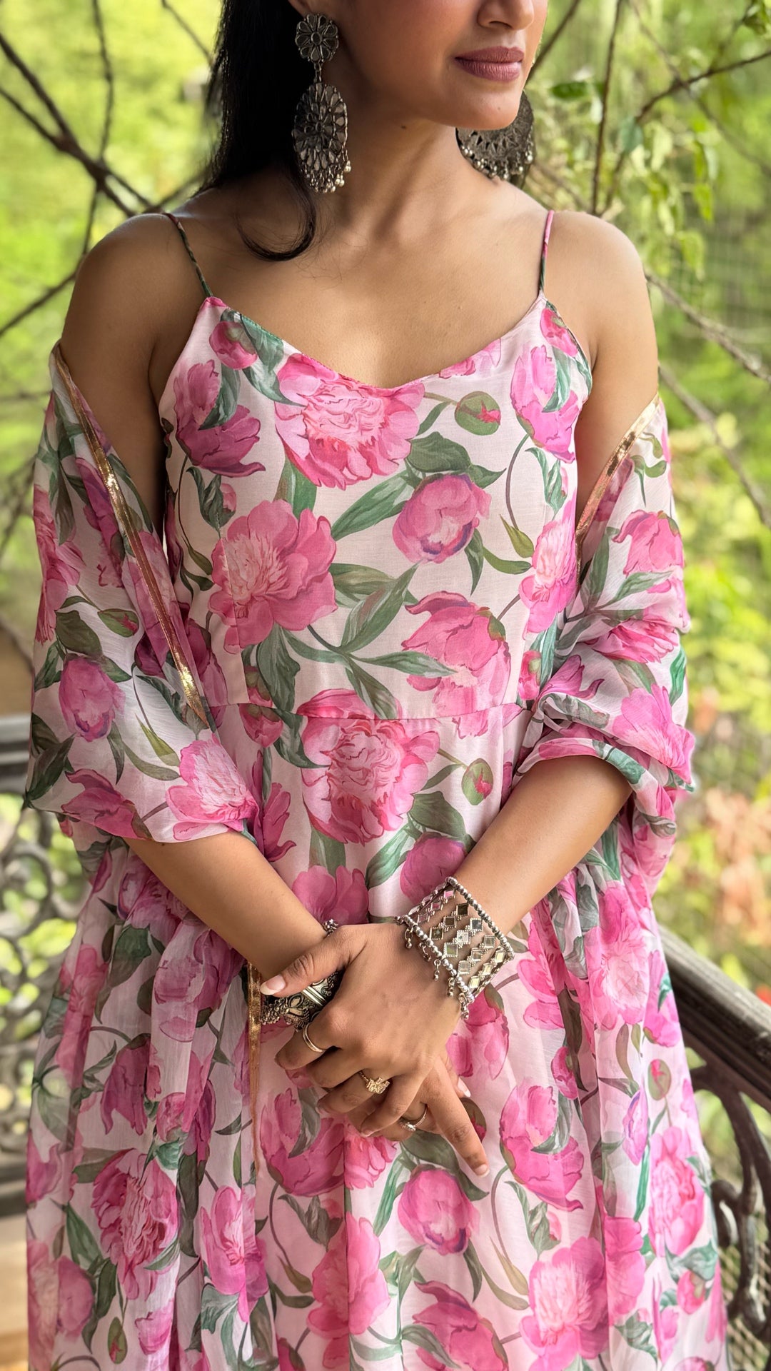 Oriental Rose Chiffon Suit Set