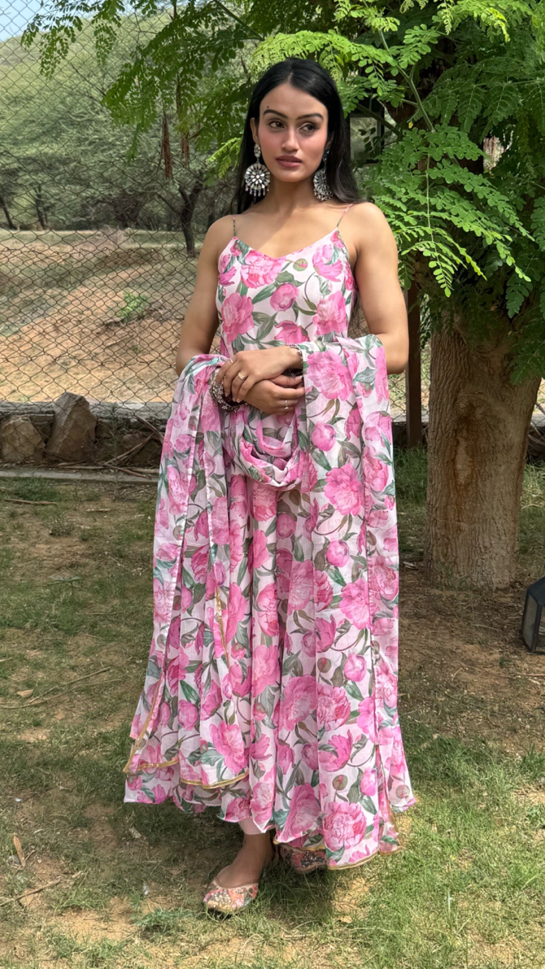 Oriental Rose Chiffon Suit Set