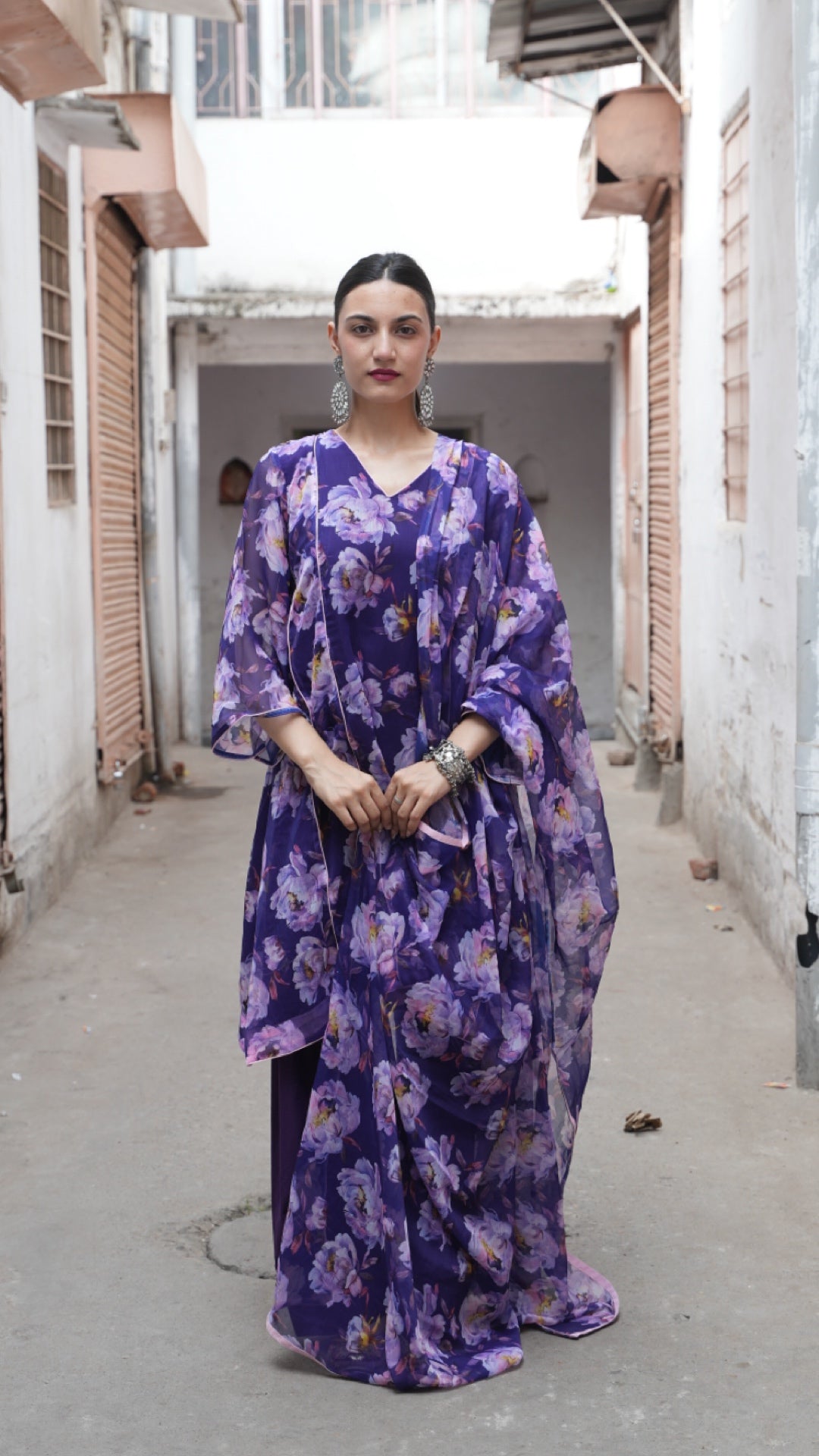Grape Purple Flora Suit Set