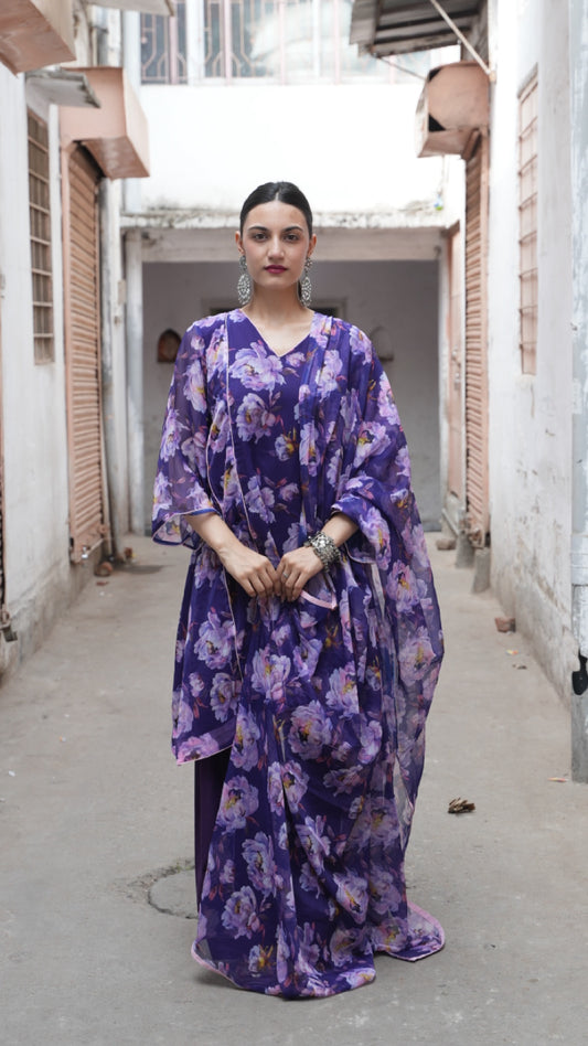 Grape Purple Flora Suit Set