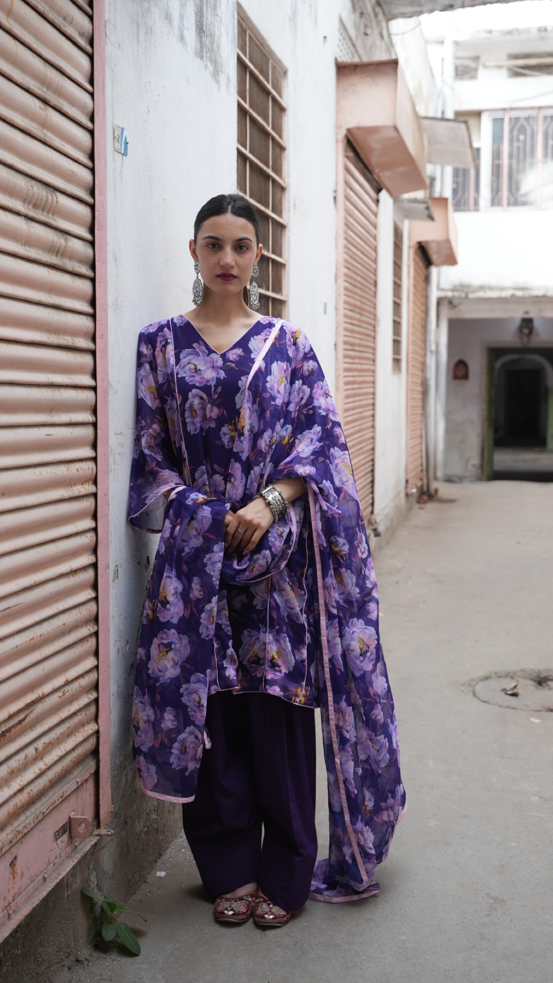 Grape Purple Flora Suit Set