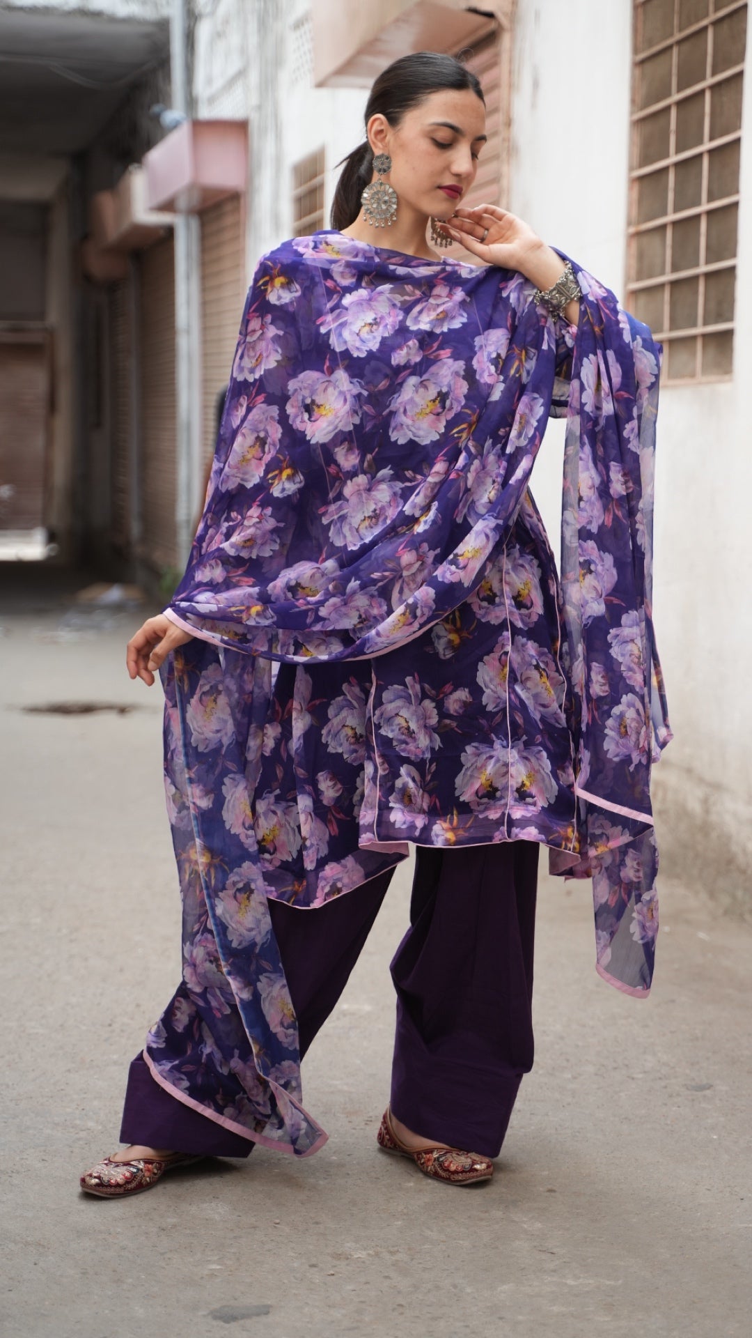 Grape Purple Flora Suit Set