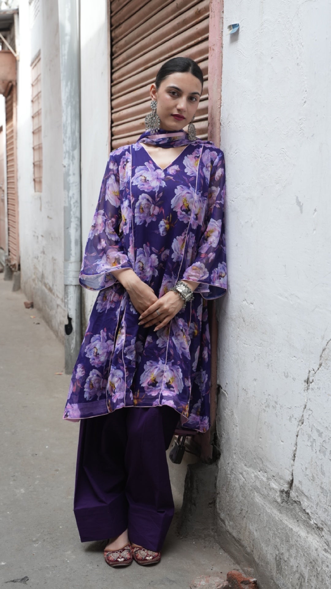 Grape Purple Flora Suit Set