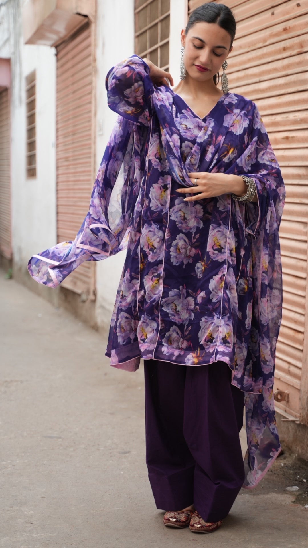 Grape Purple Flora Suit Set