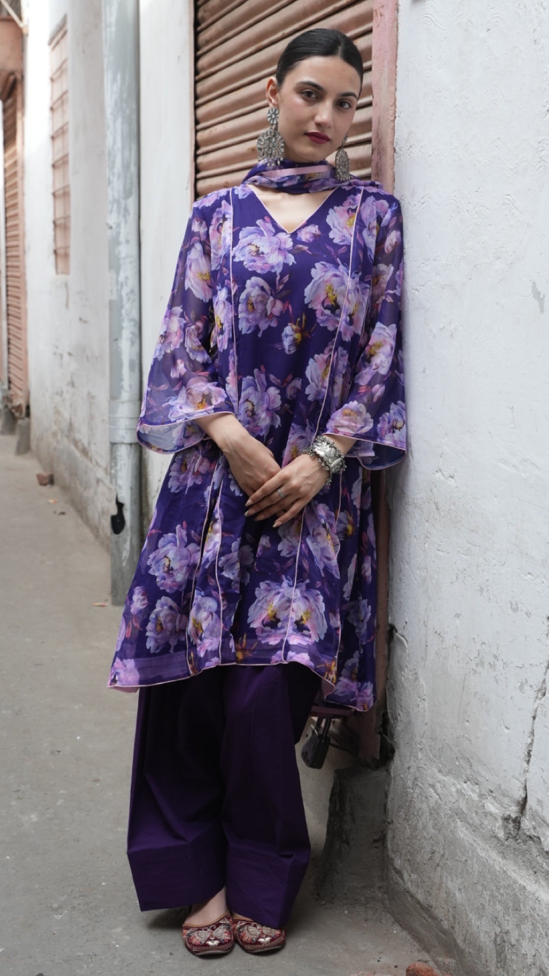 Grape Purple Flora Suit Set