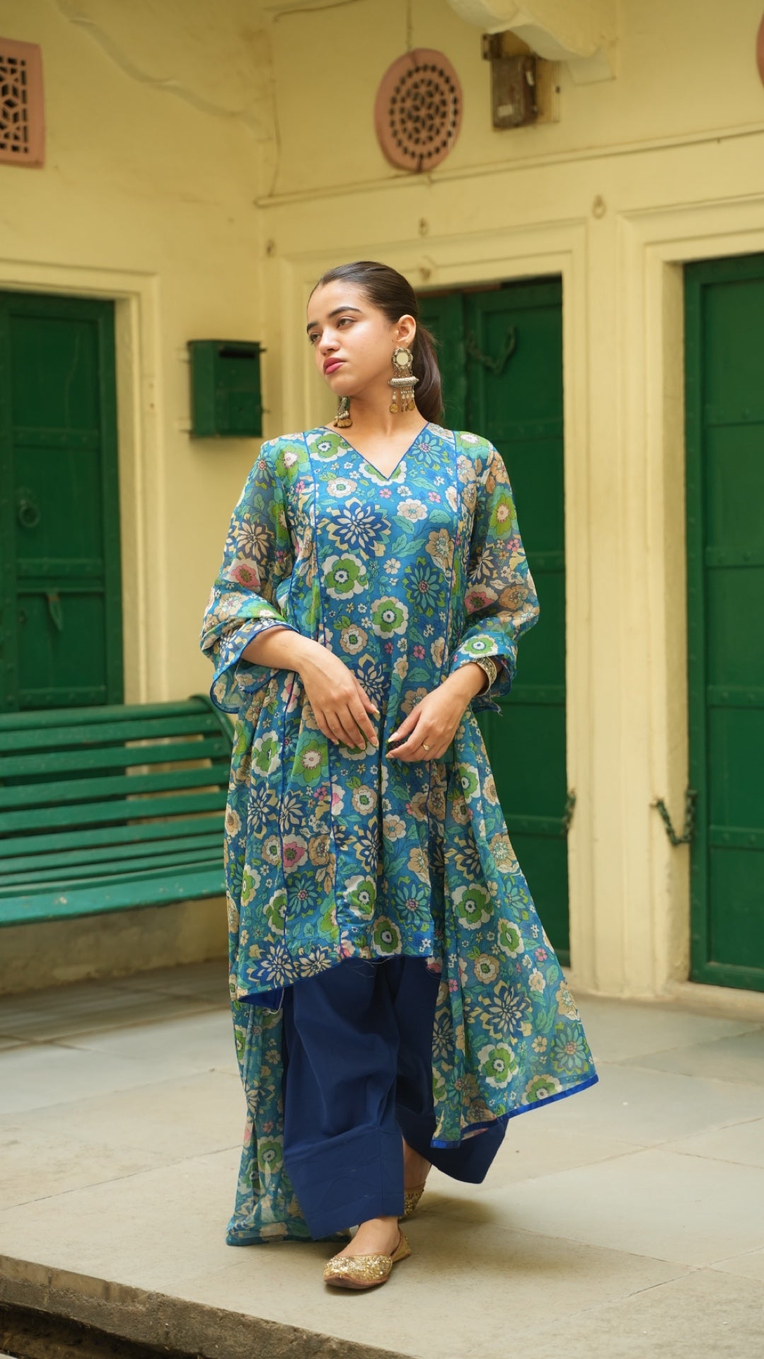 Iconic Green & Blue Farshi Set