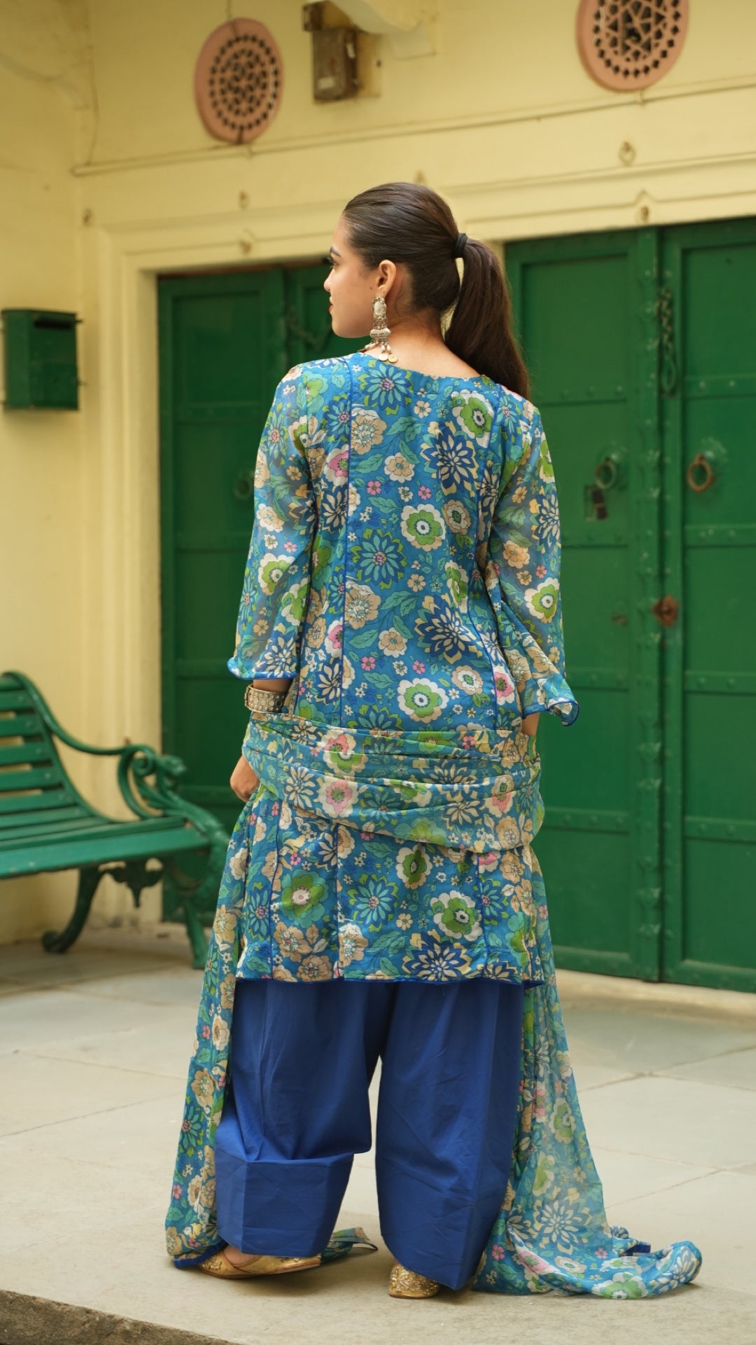 Iconic Green & Blue Farshi Set