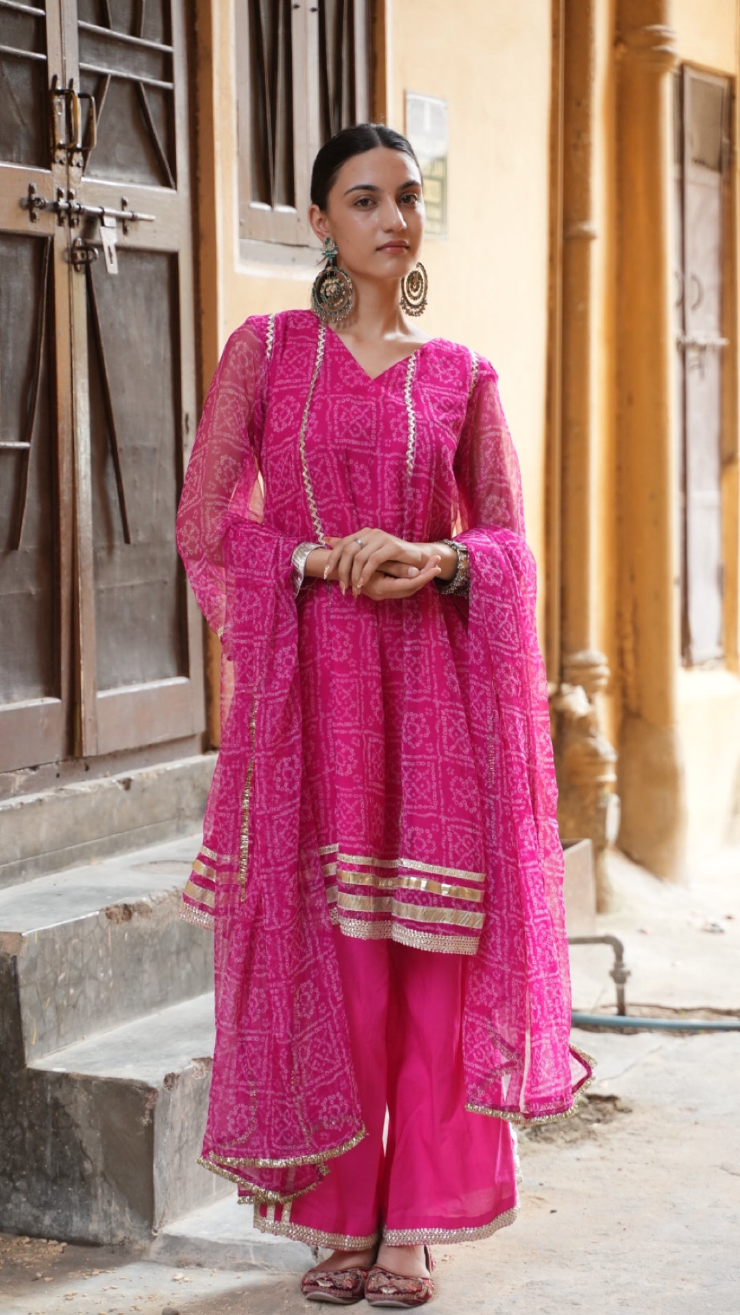Chakor Rani Bandhani Suit Set