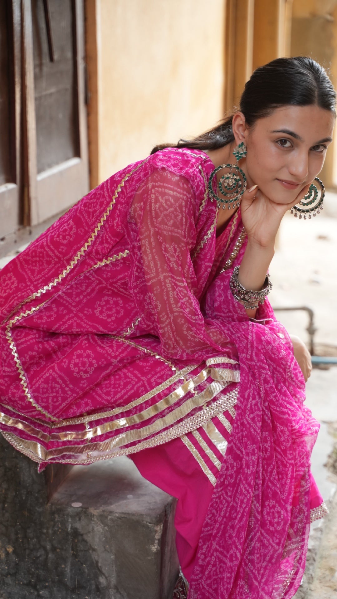 Chakor Rani Bandhani Suit Set