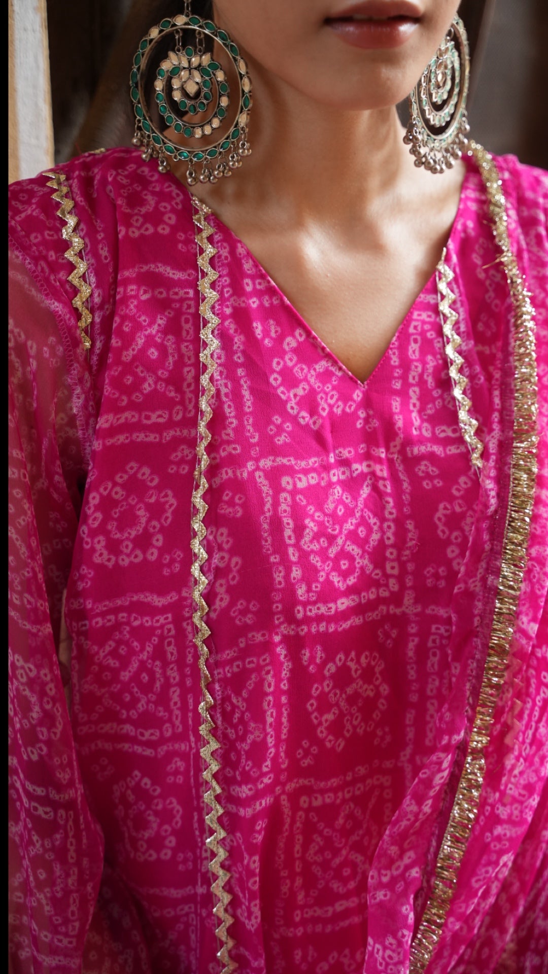 Chakor Rani Bandhani Suit Set