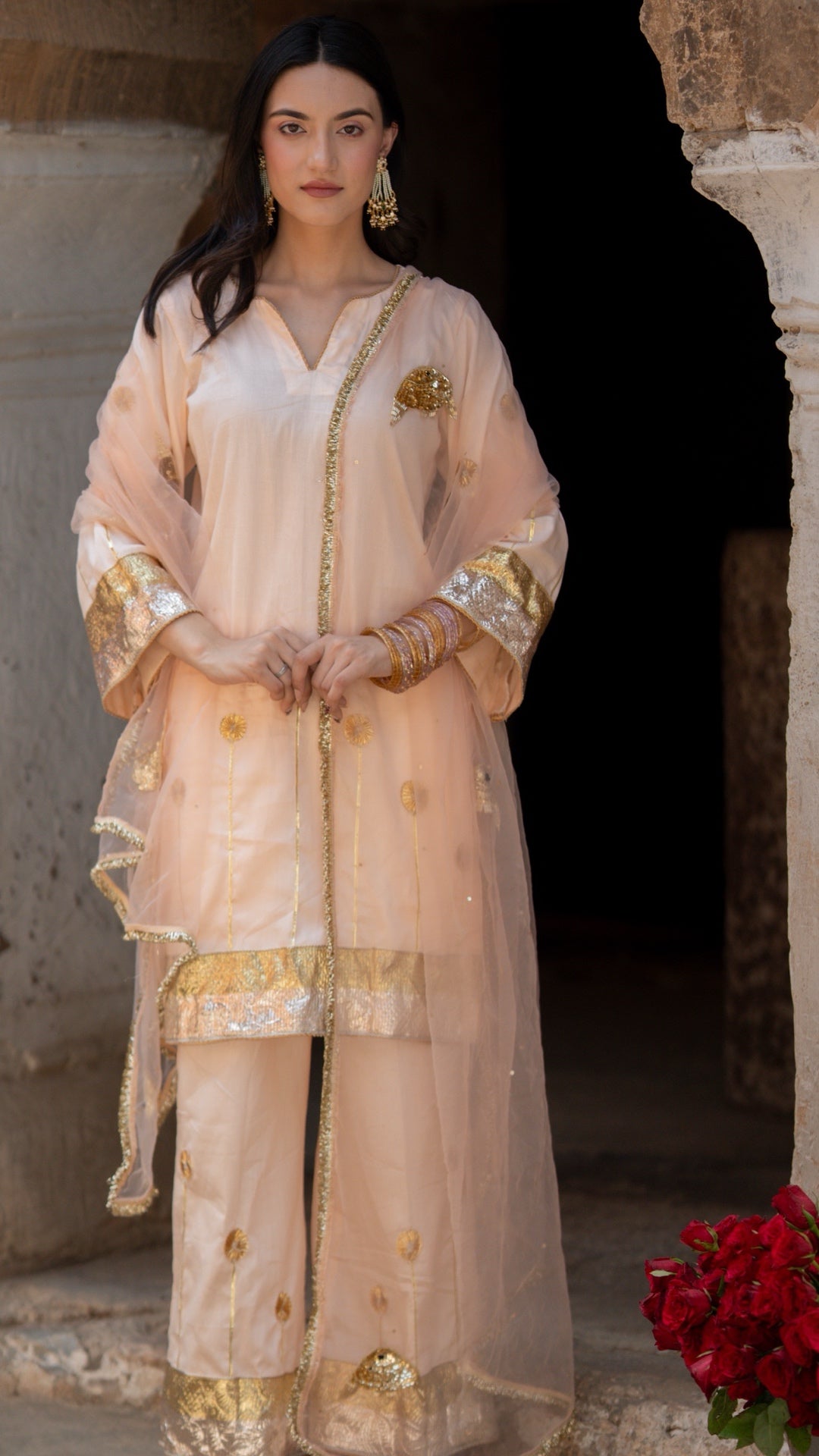 Sunehri Machli Peach Suit Set
