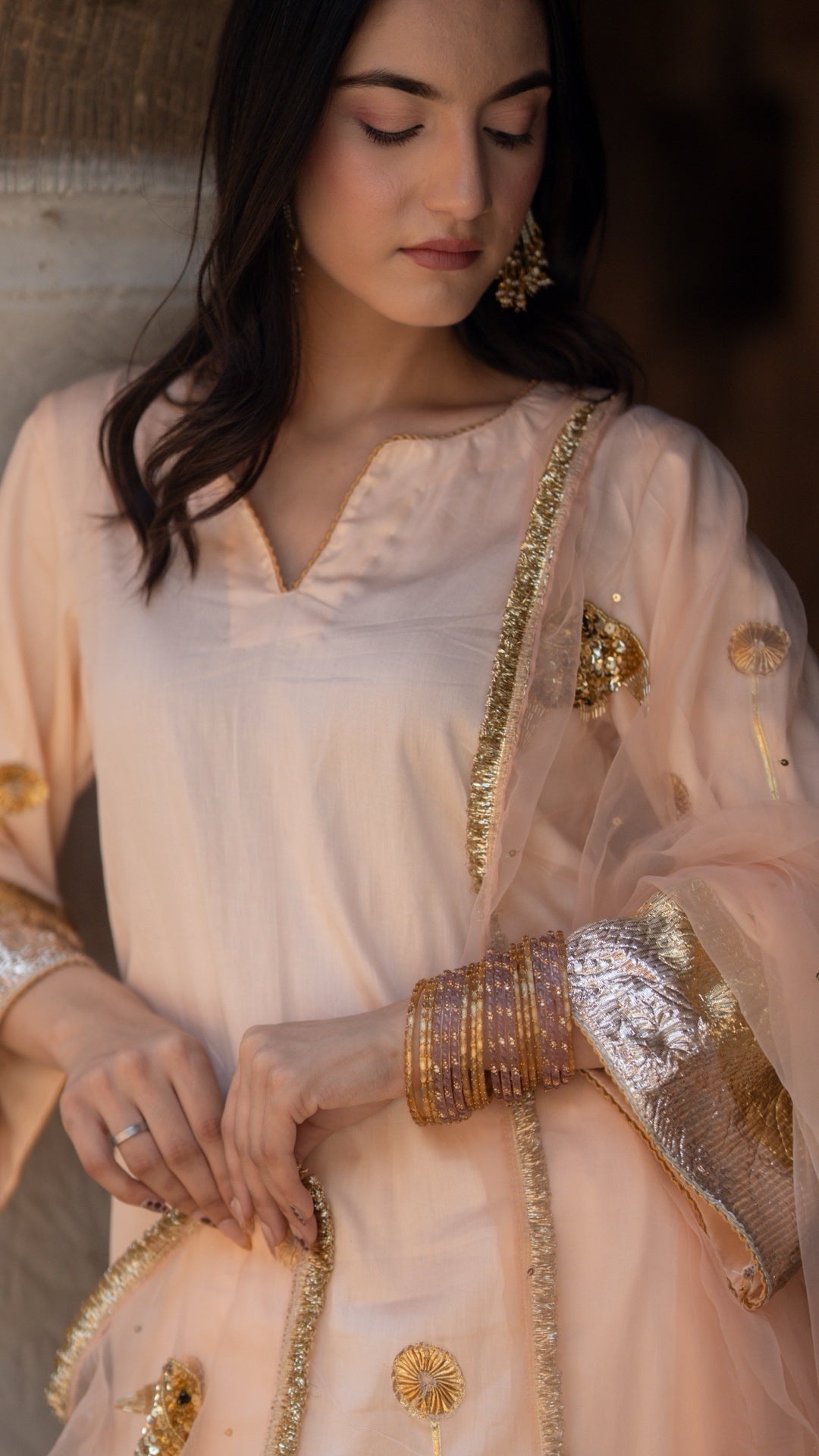 Sunehri Machli Peach Suit Set