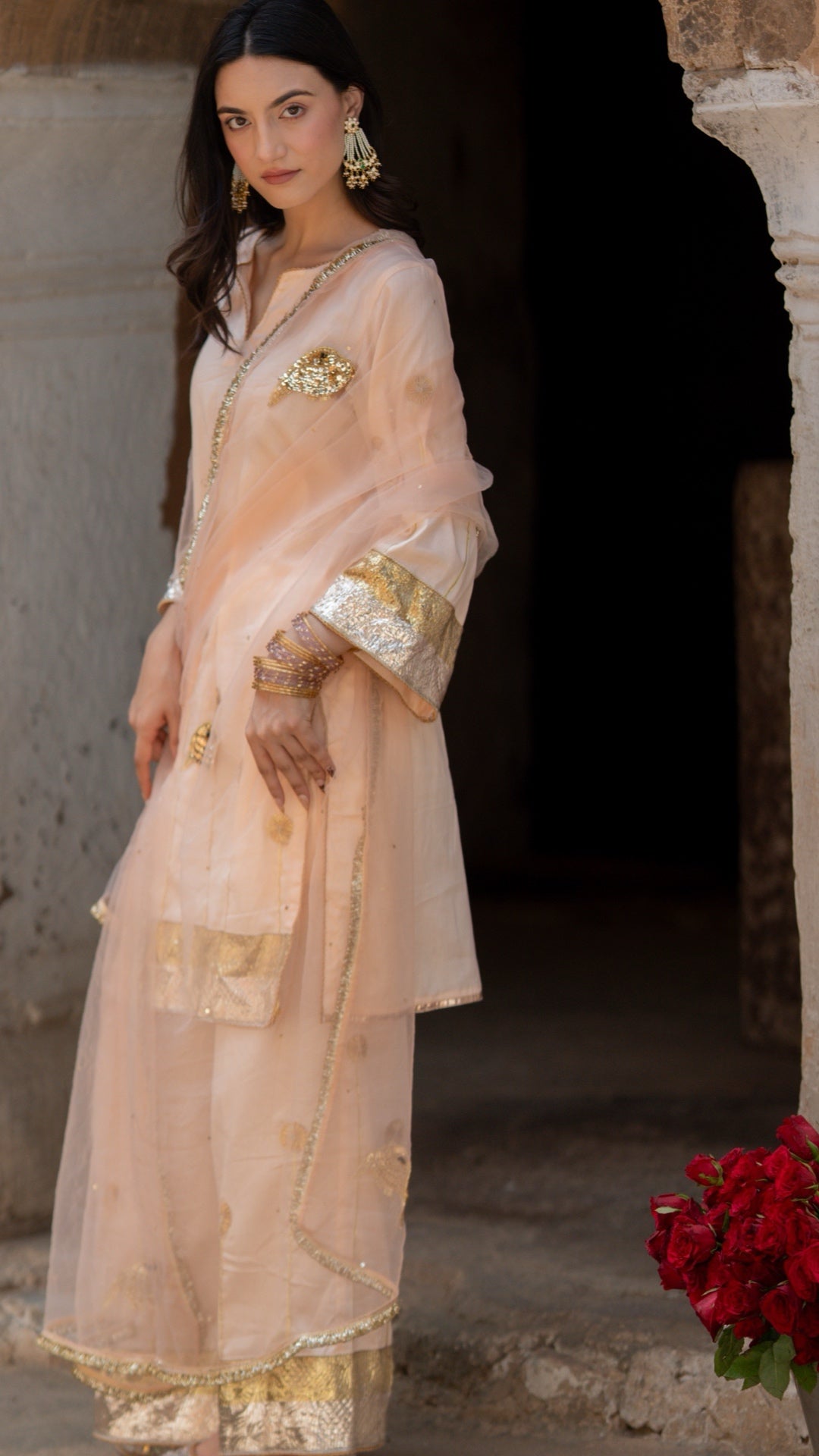 Sunehri Machli Peach Suit Set