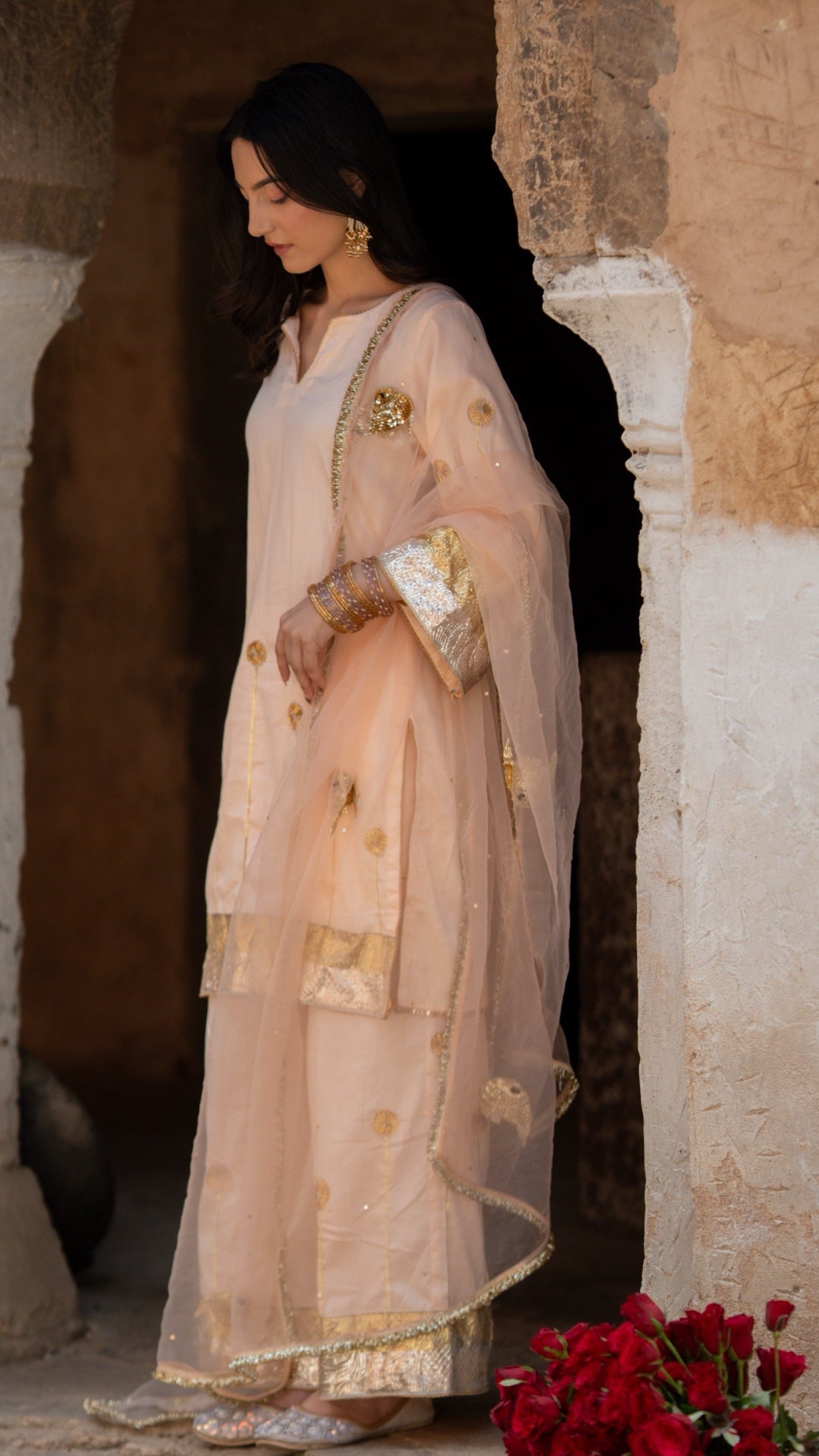 Sunehri Machli Peach Suit Set