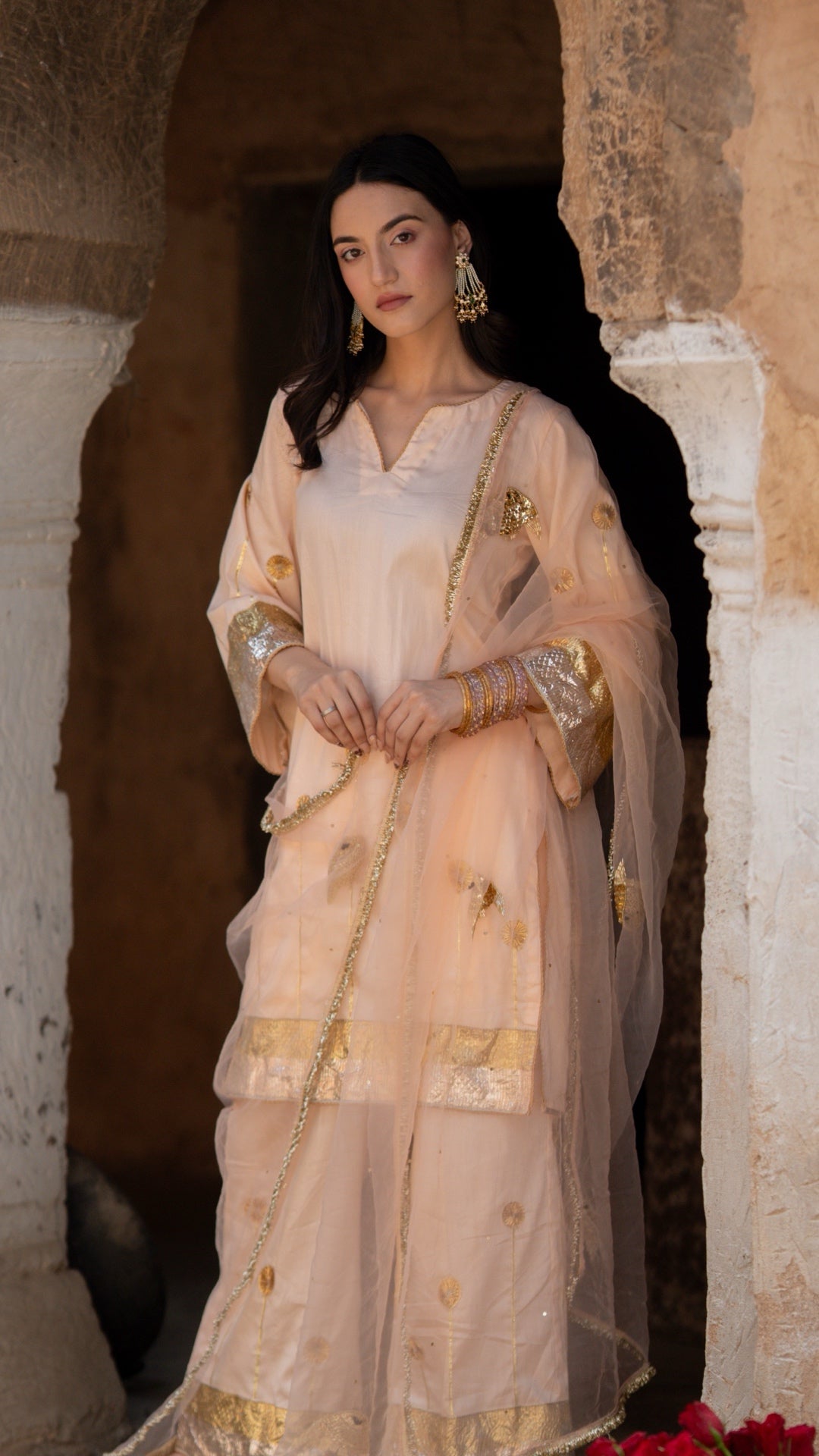 Sunehri Machli Peach Suit Set