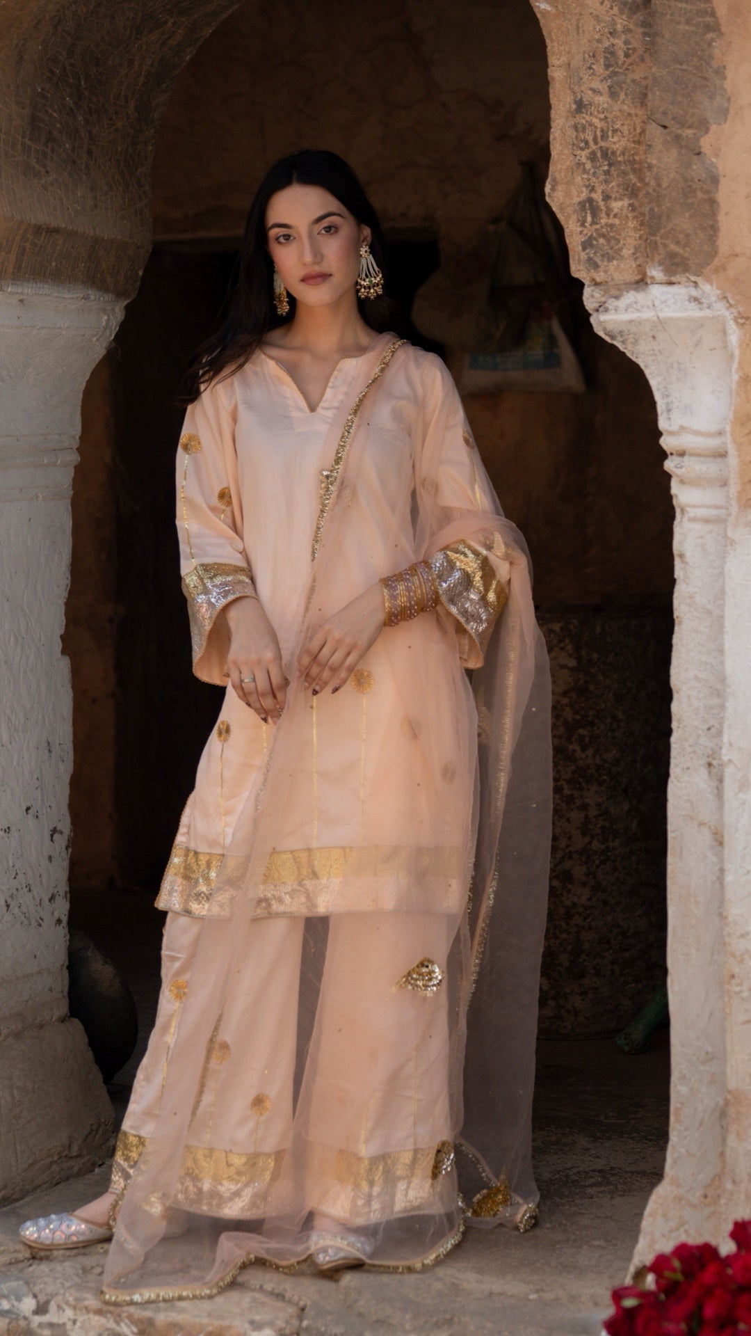 Sunehri Machli Peach Suit Set