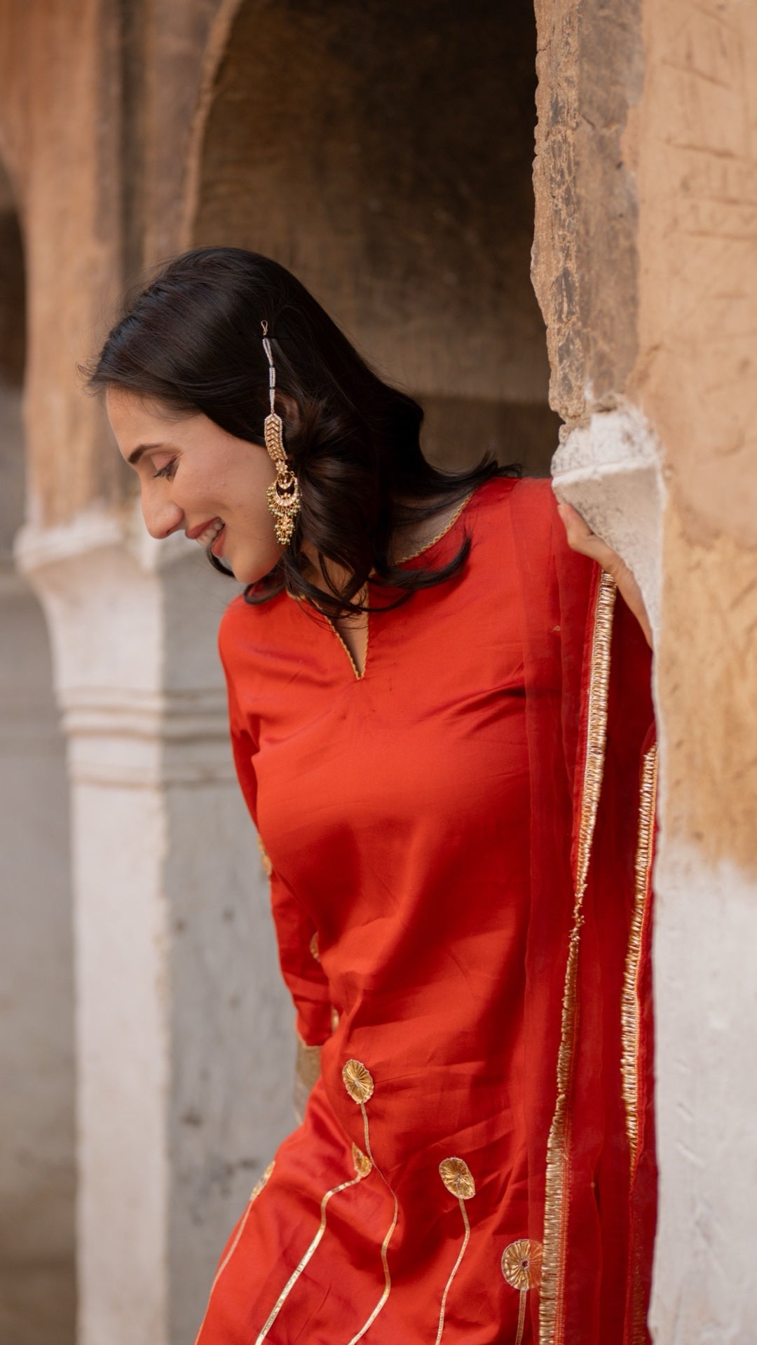 Sunehri Machli Rust Orange Suit Set