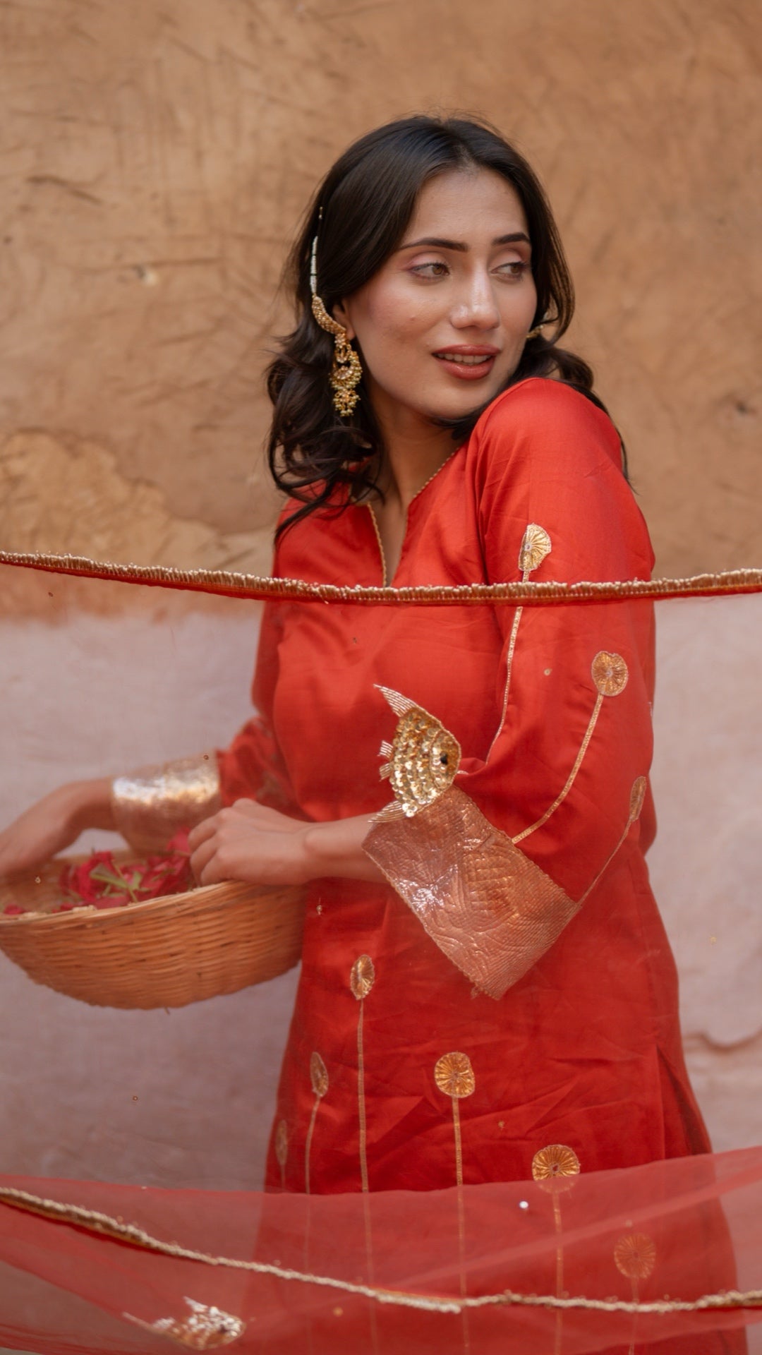 Sunehri Machli Rust Orange Suit Set