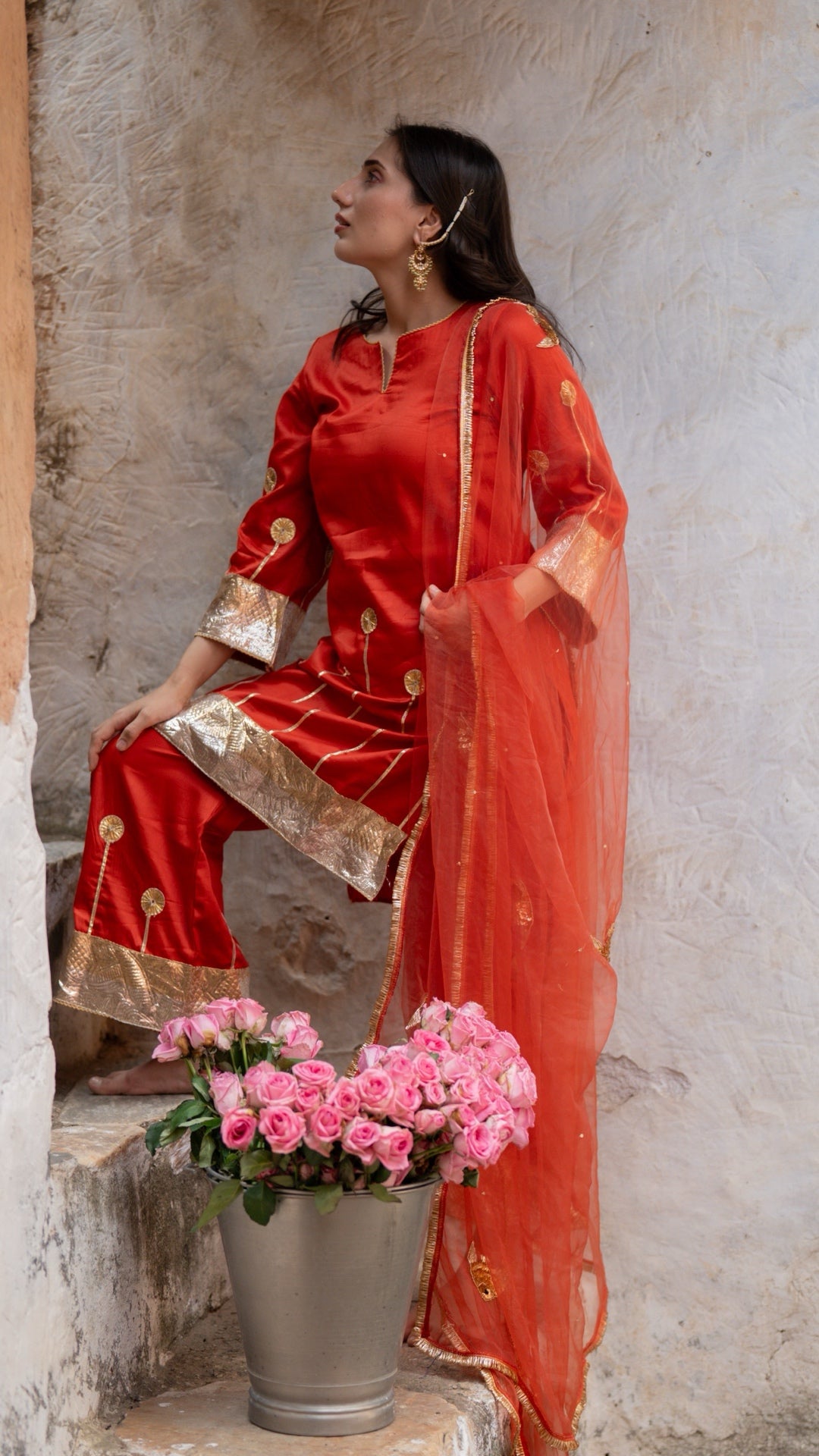Sunehri Machli Rust Orange Suit Set
