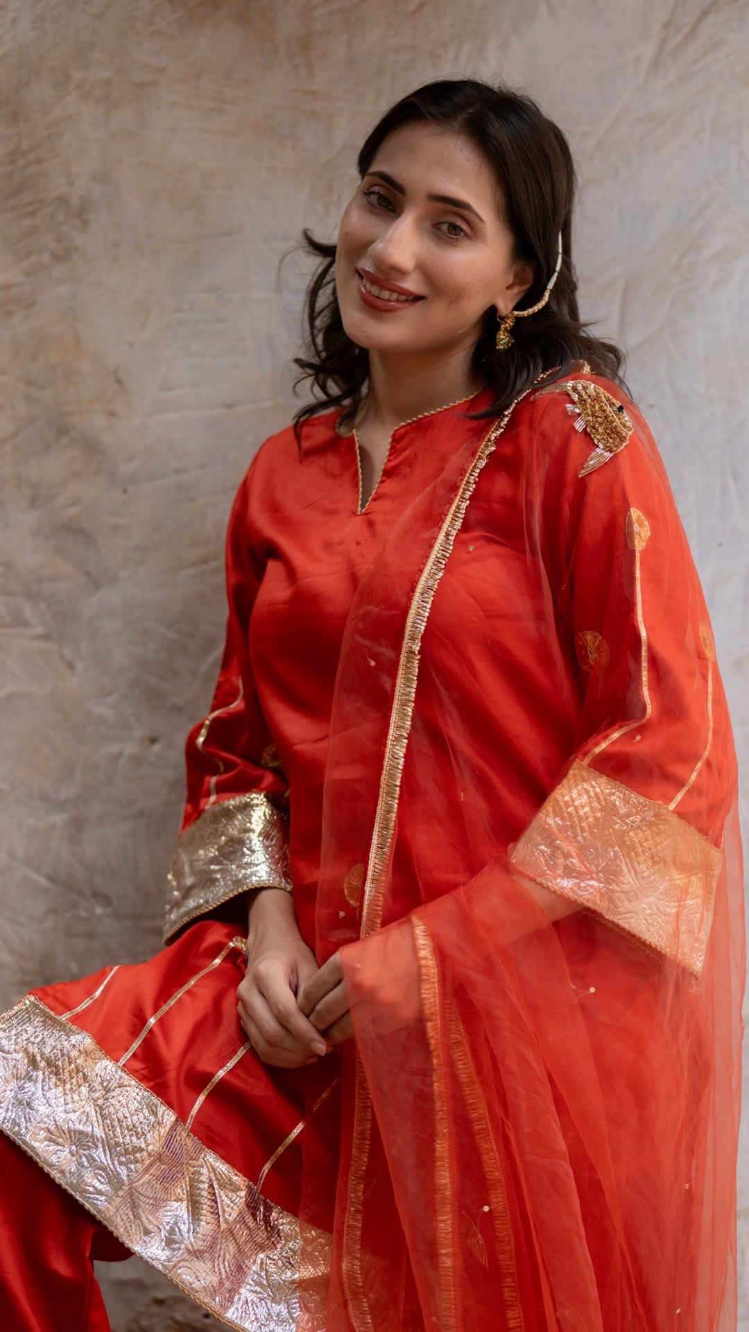 Sunehri Machli Rust Orange Suit Set
