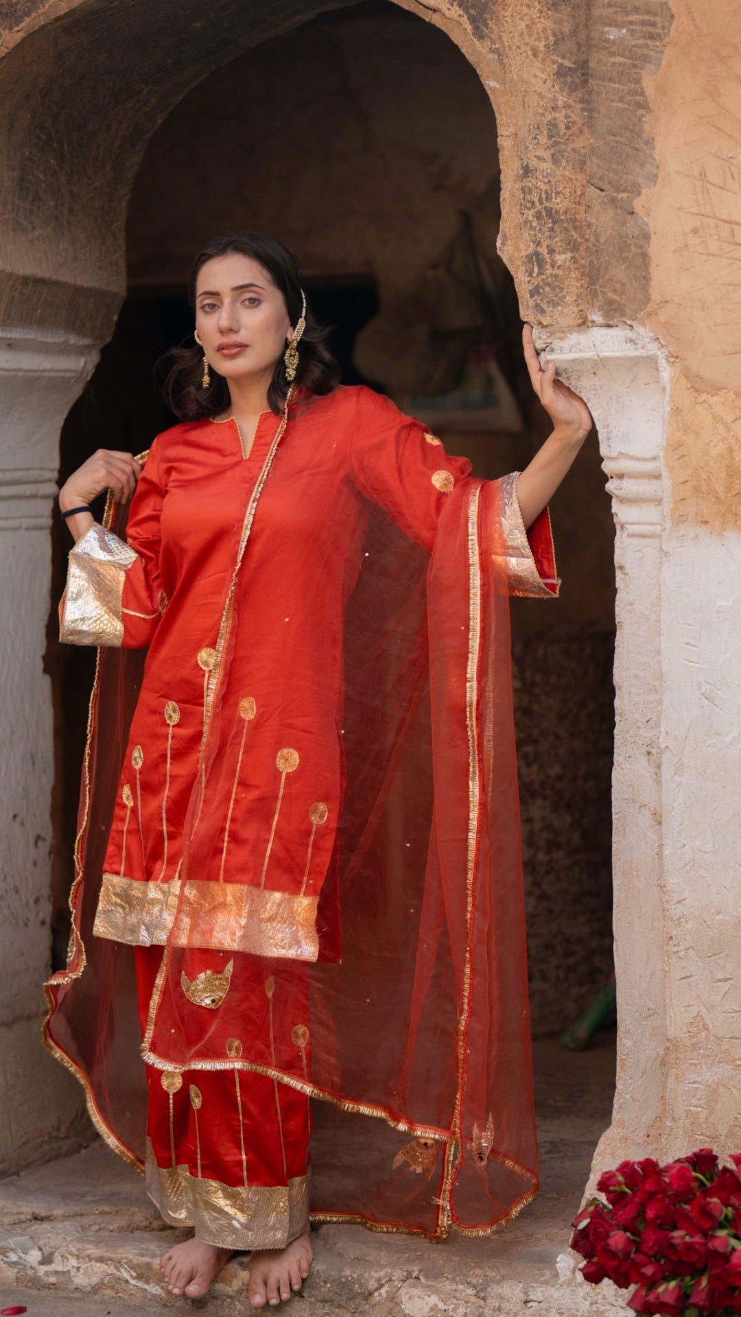 Sunehri Machli Rust Orange Suit Set
