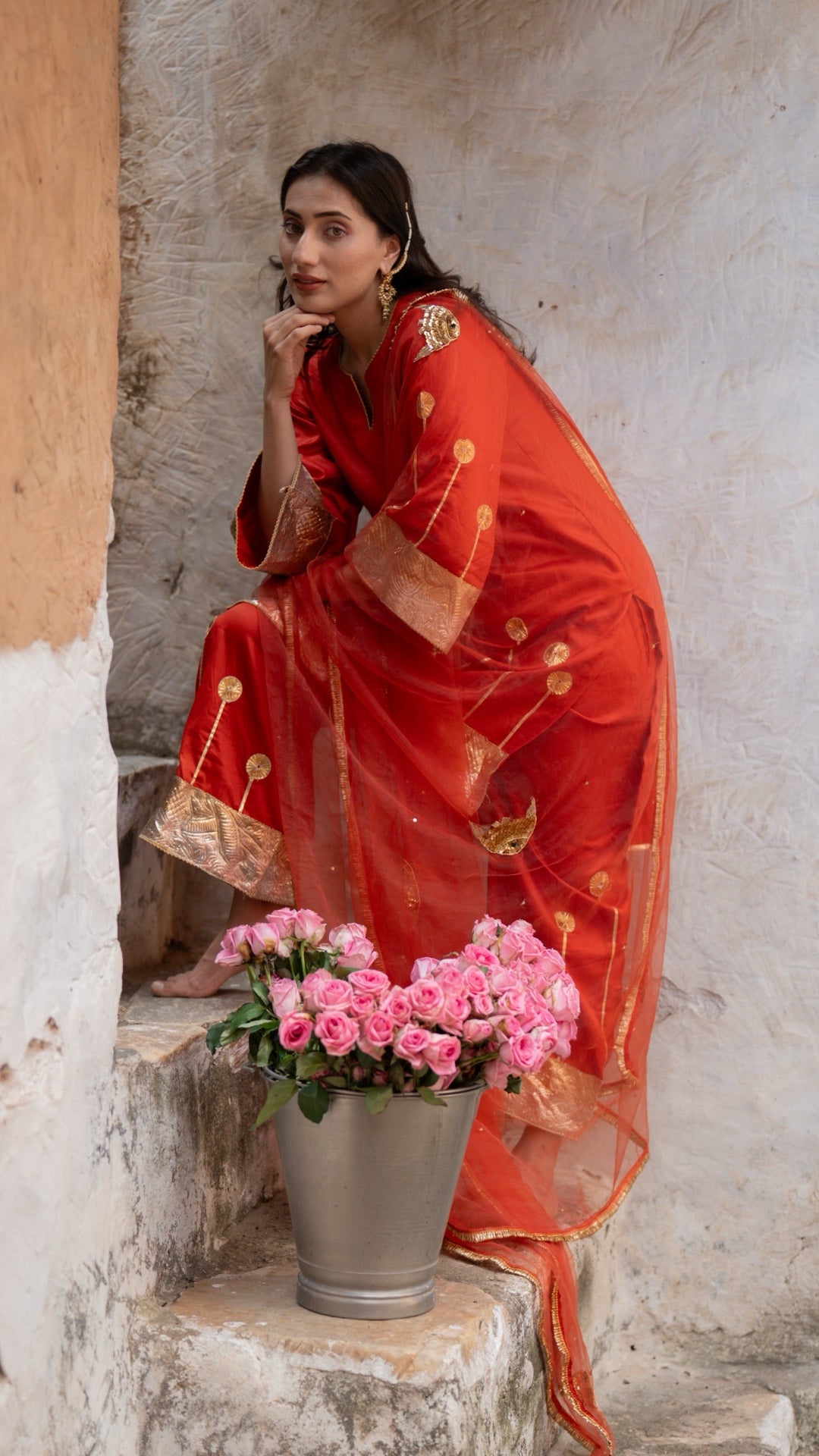 Sunehri Machli Rust Orange Suit Set