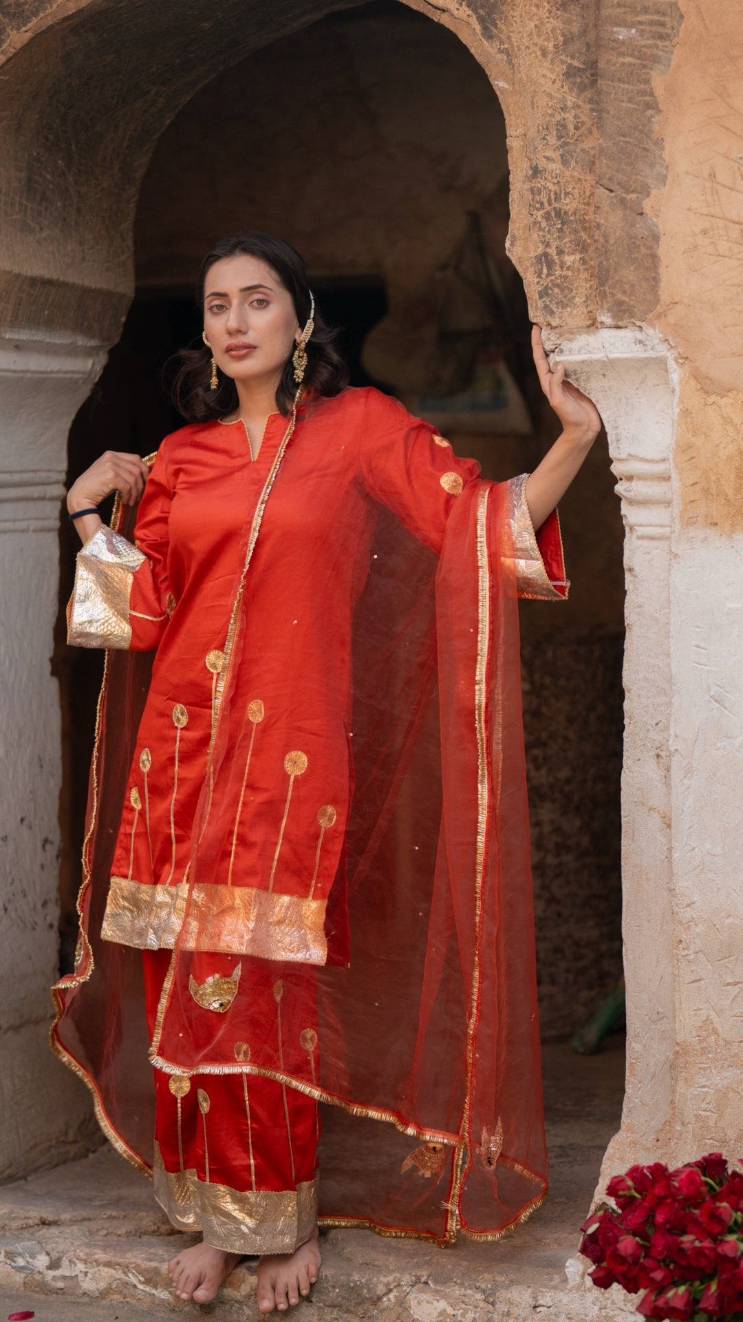 Sunehri Machli Rust Orange Suit Set